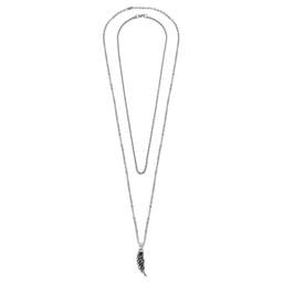 Silver-Tone Stainless Steel Wing & Rope Chain Necklace Layering Set