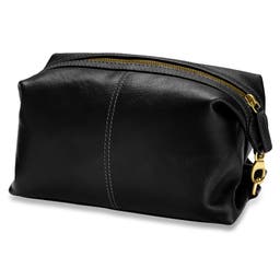 Toiletry Bag | Black Full-Grain Buffalo Leather