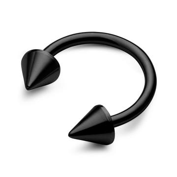 8mm černý piercing podkova s hroty z chirurgické oceli 8mm černý piercing podkova s hroty z chirurgické oceli