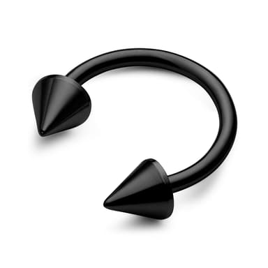 Piercing fer à cheval à pointes en acier chirurgical noir 8 mm Piercing fer à cheval à pointes en acier chirurgical noir 8 mm