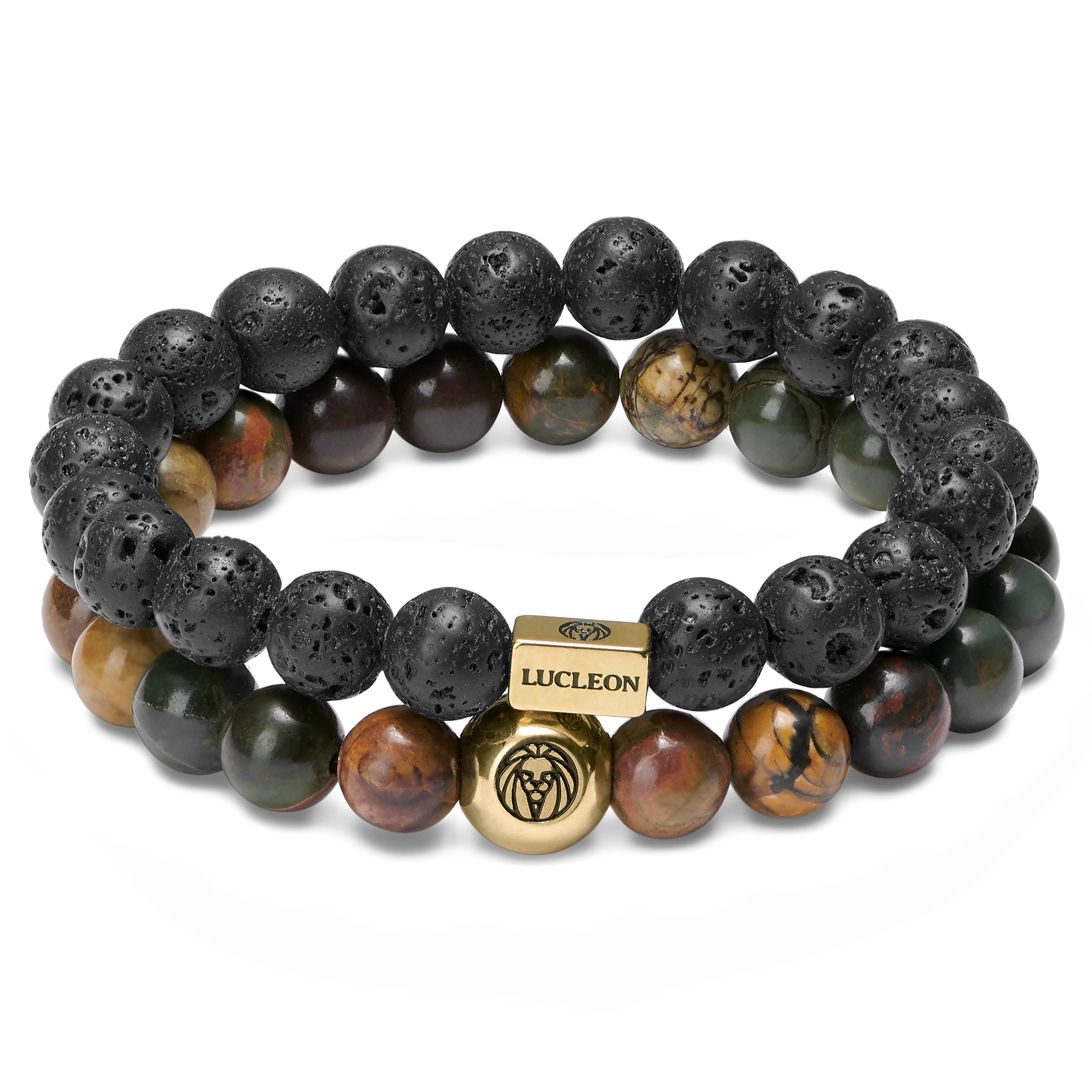 7 mm Jasper and Lava Rock Bracelet