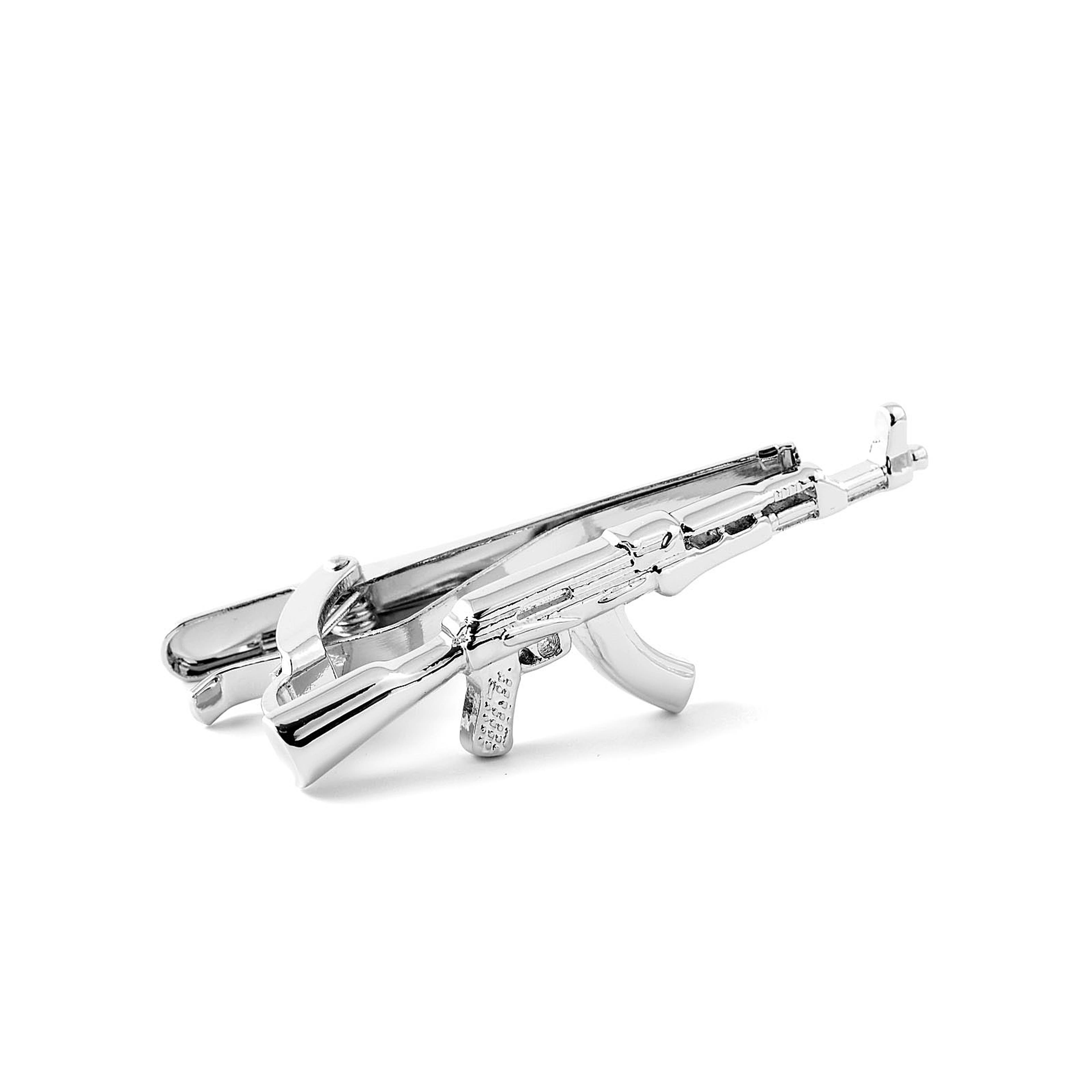 Silver-Tone AK47 Rifle Tie Clip