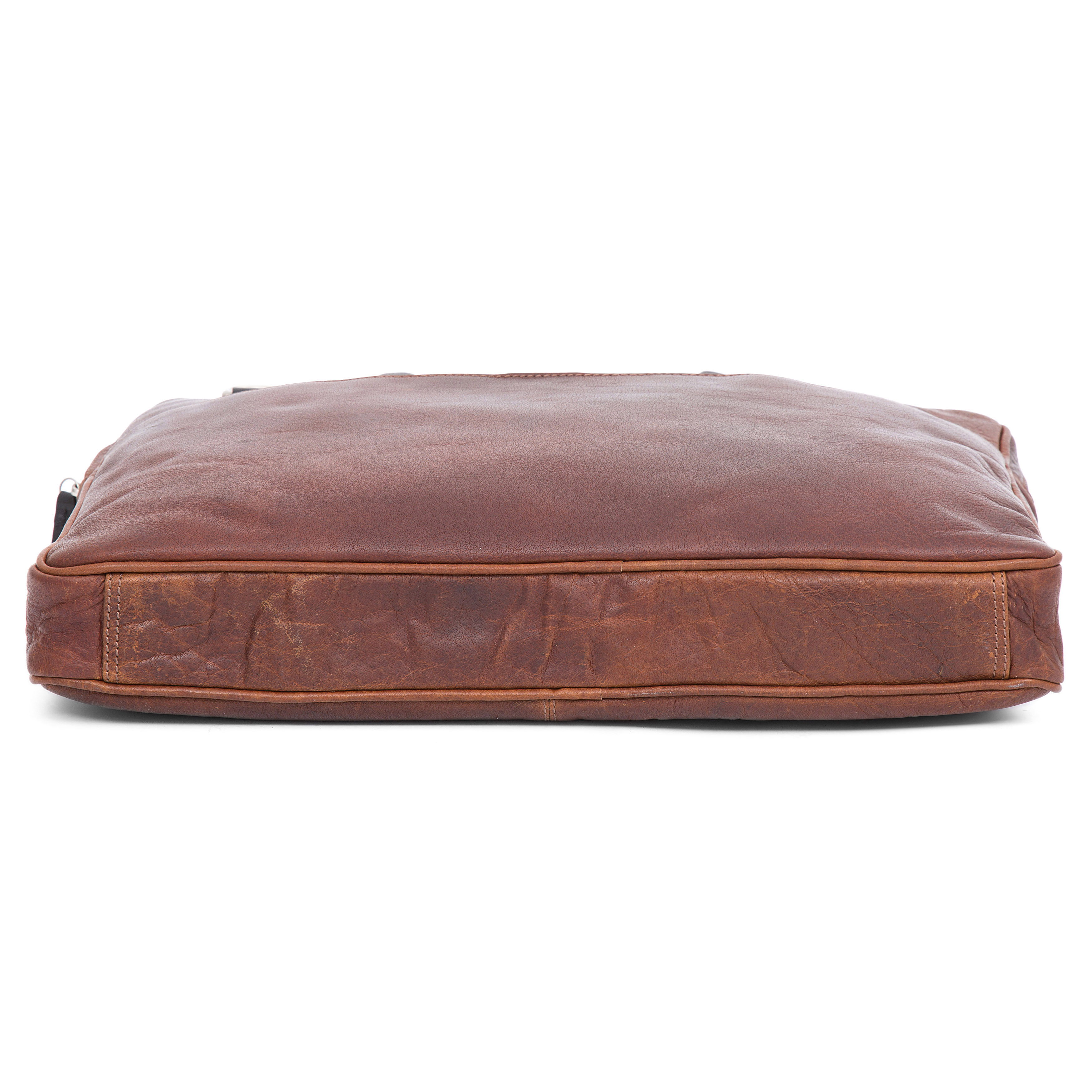 Montreal Executive õhuke 15" punakaspruun & must nahast kott - 7