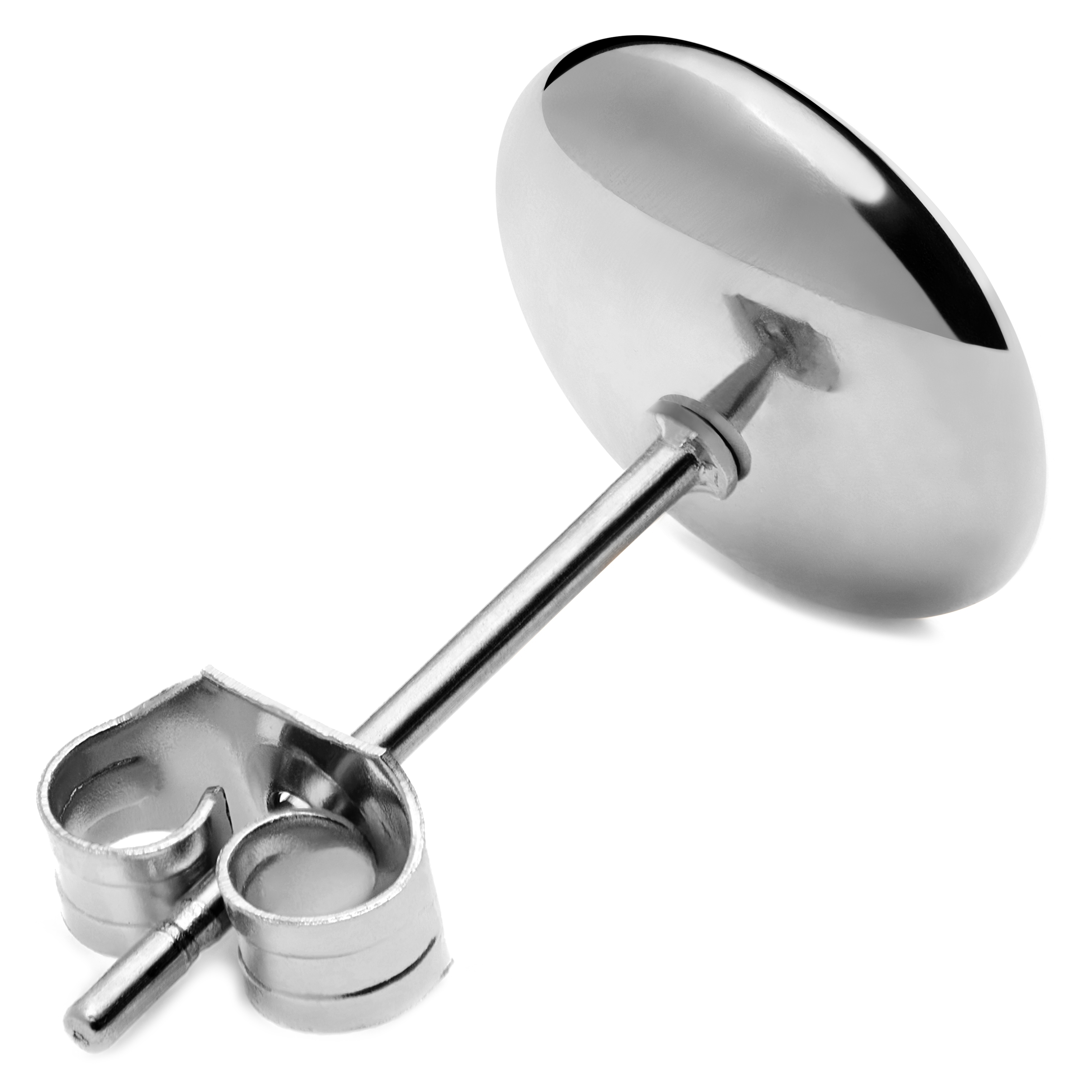 8 mm Silverfärgad Stålknapp Örhänge - 2
