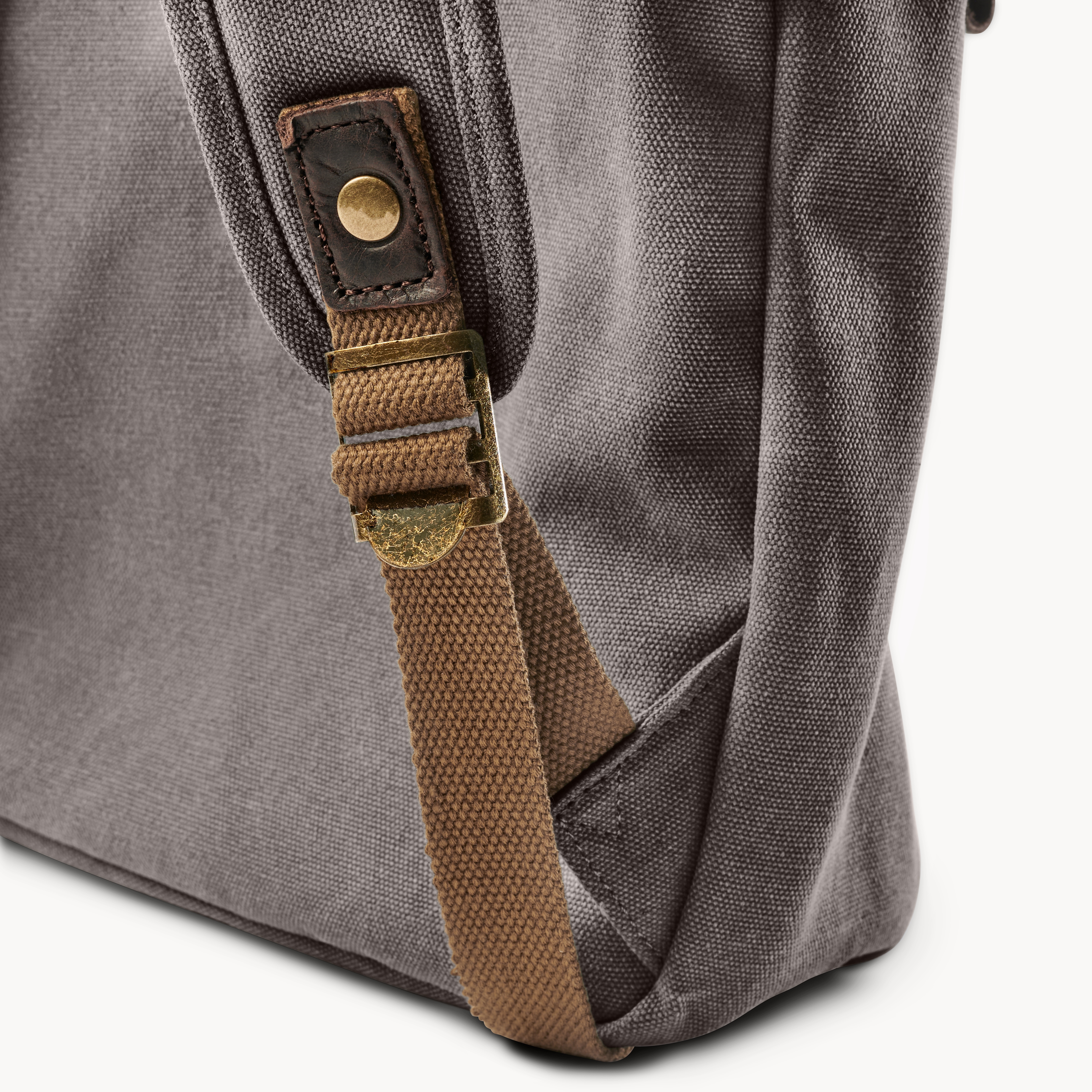 Rucsac vintage din pânză canvas gri cărbune și piele maro închis - 13