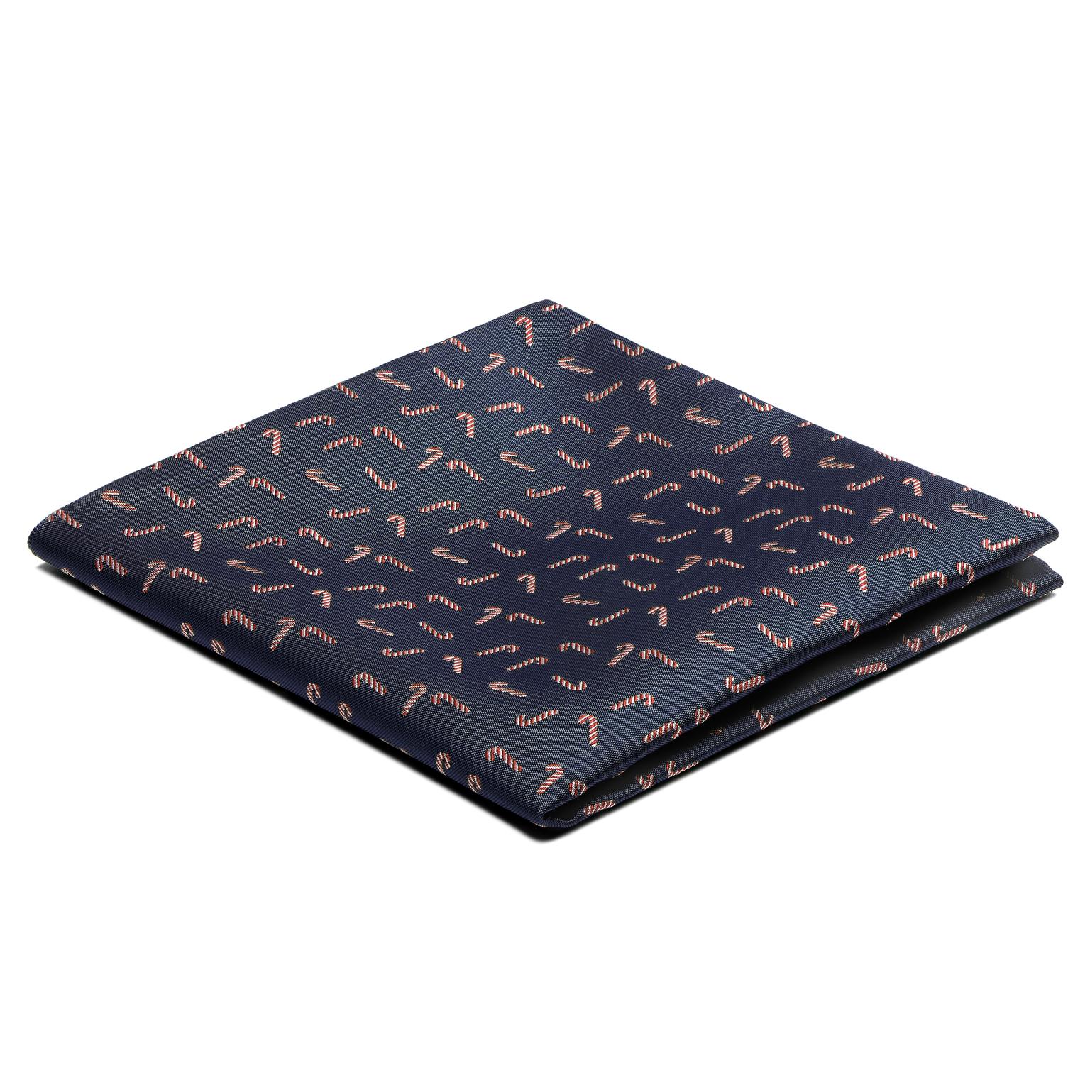 Lenço de Bolso Bengala Doce de Natal Azul Marinho Lenço de Bolso Bengala Doce de Natal Azul Marinho
