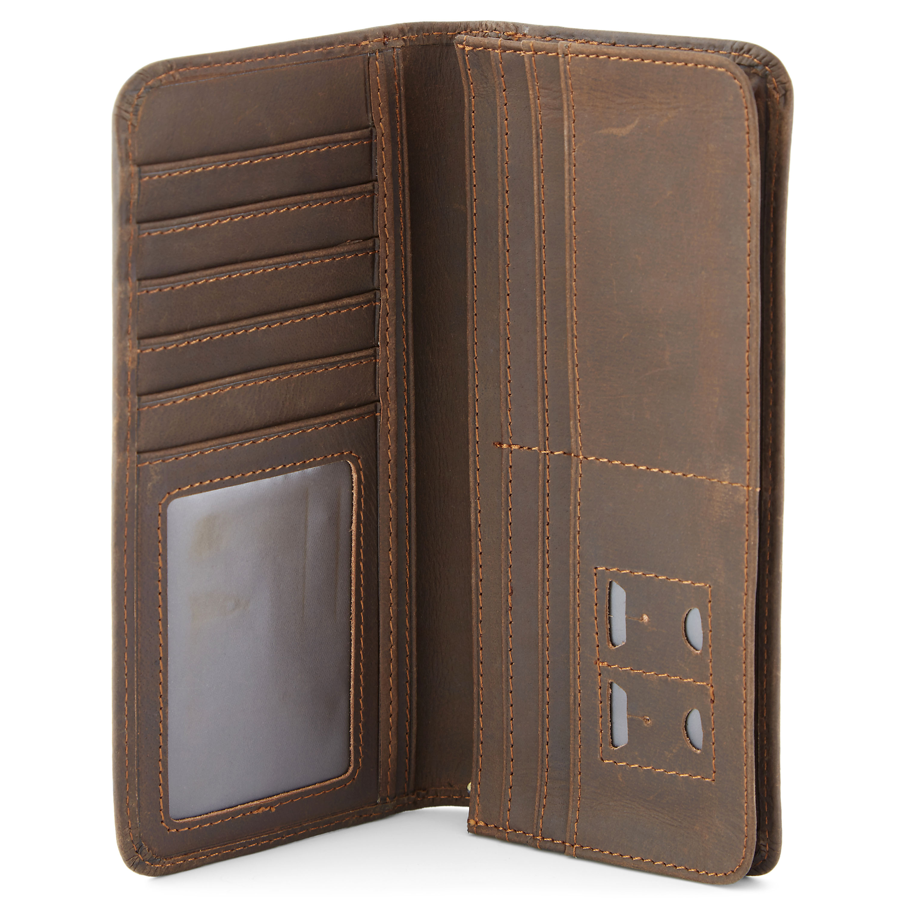 Cartera de cuero alargada con triple calavera y cruz - 2