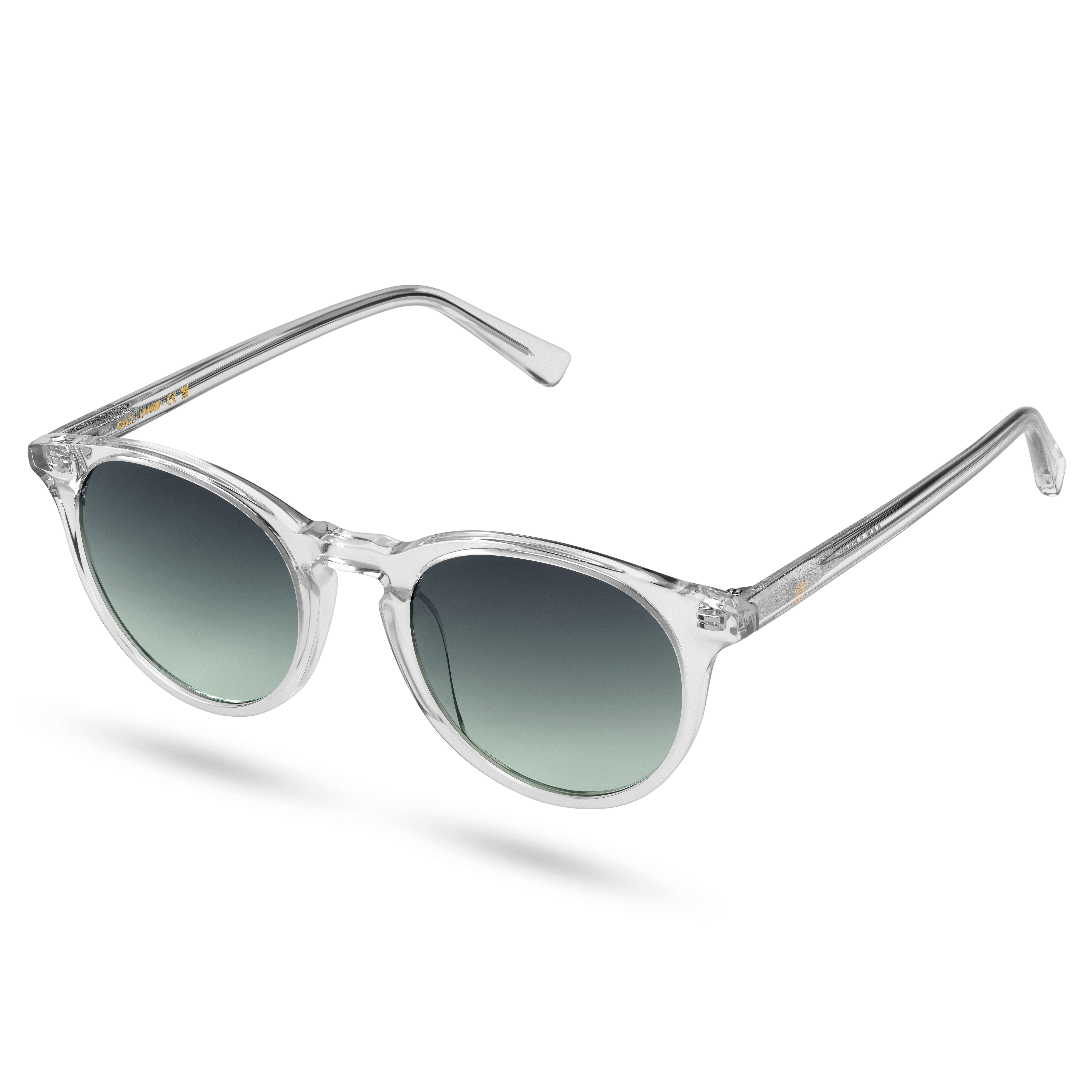 Round Crystal Green Horn-Rimmed New Depp Sunglasses - 2
