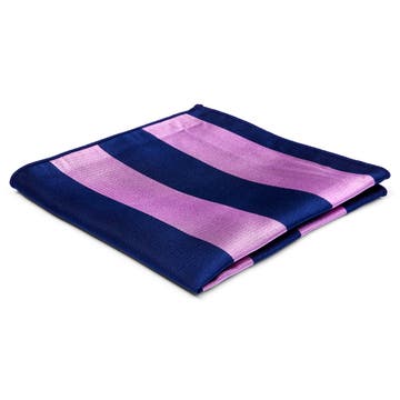 Pochette de costume en soie à rayures roses et bleu marine