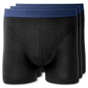 FreeFeel | 3-Pak Sorte Bambus Boxershorts m. Kongeblå Linning FreeFeel | 3-Pak Sorte Bambus Boxershorts m. Kongeblå Linning