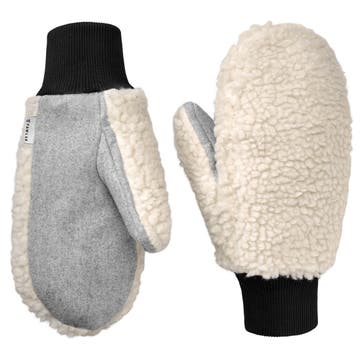 PolarPlush | Grey & White Wool Blend Mittens PolarPlush | Grey & White Wool Blend Mittens