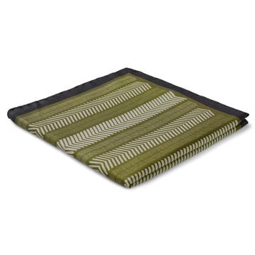 Virtuo | Dark Brown and Beige Line Silk Pocket Square Virtuo | Dark Brown and Beige Line Silk Pocket Square