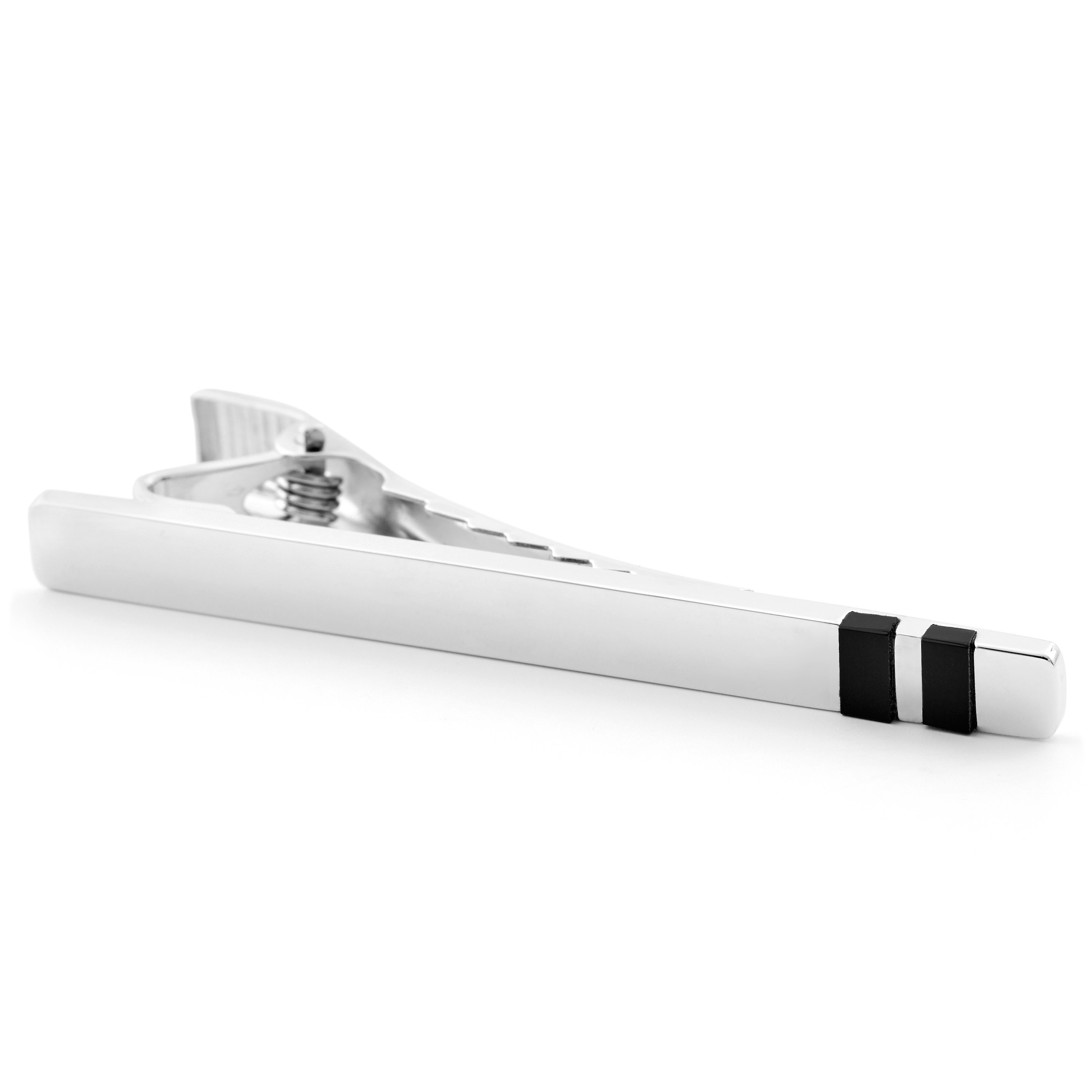 925er Silber Manschettenknöpfe Und Krawattenklammer Set Mit Streifen - 6