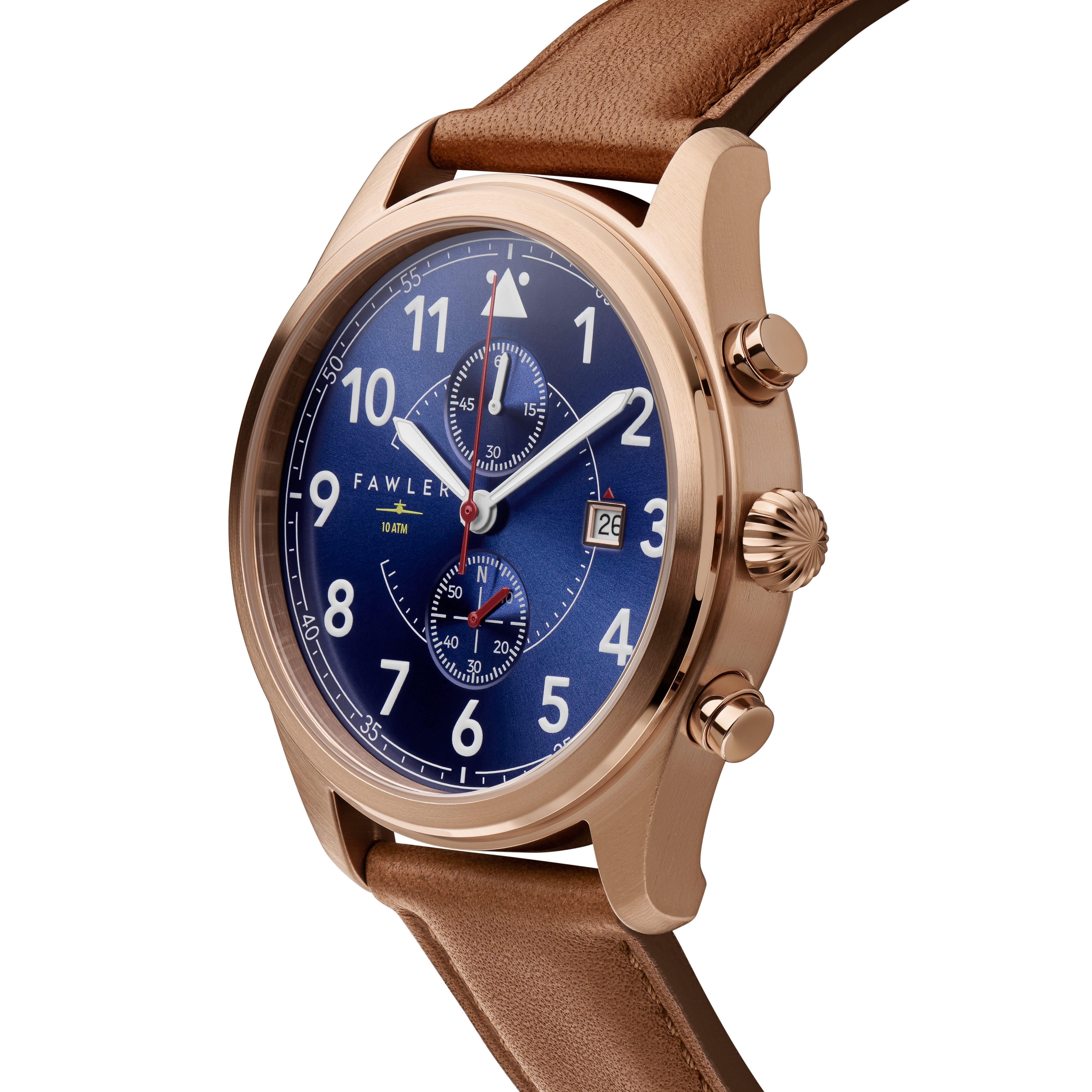 Fraser | Rose Gold-Tone and Blue Pilot’s Chronograph Watch - 3