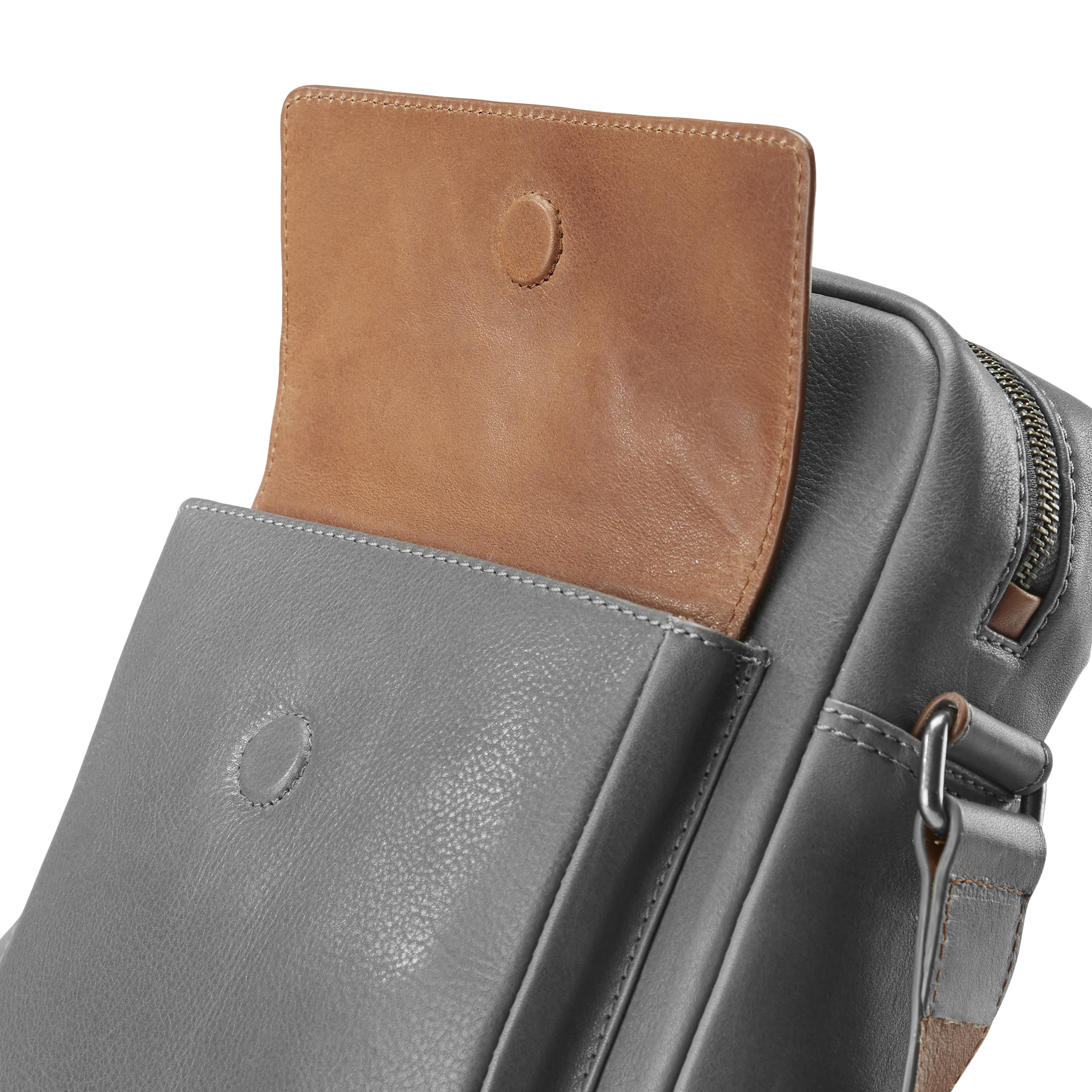 Laurie Grijze en Bruine Lederen Crossbodytas - 10
