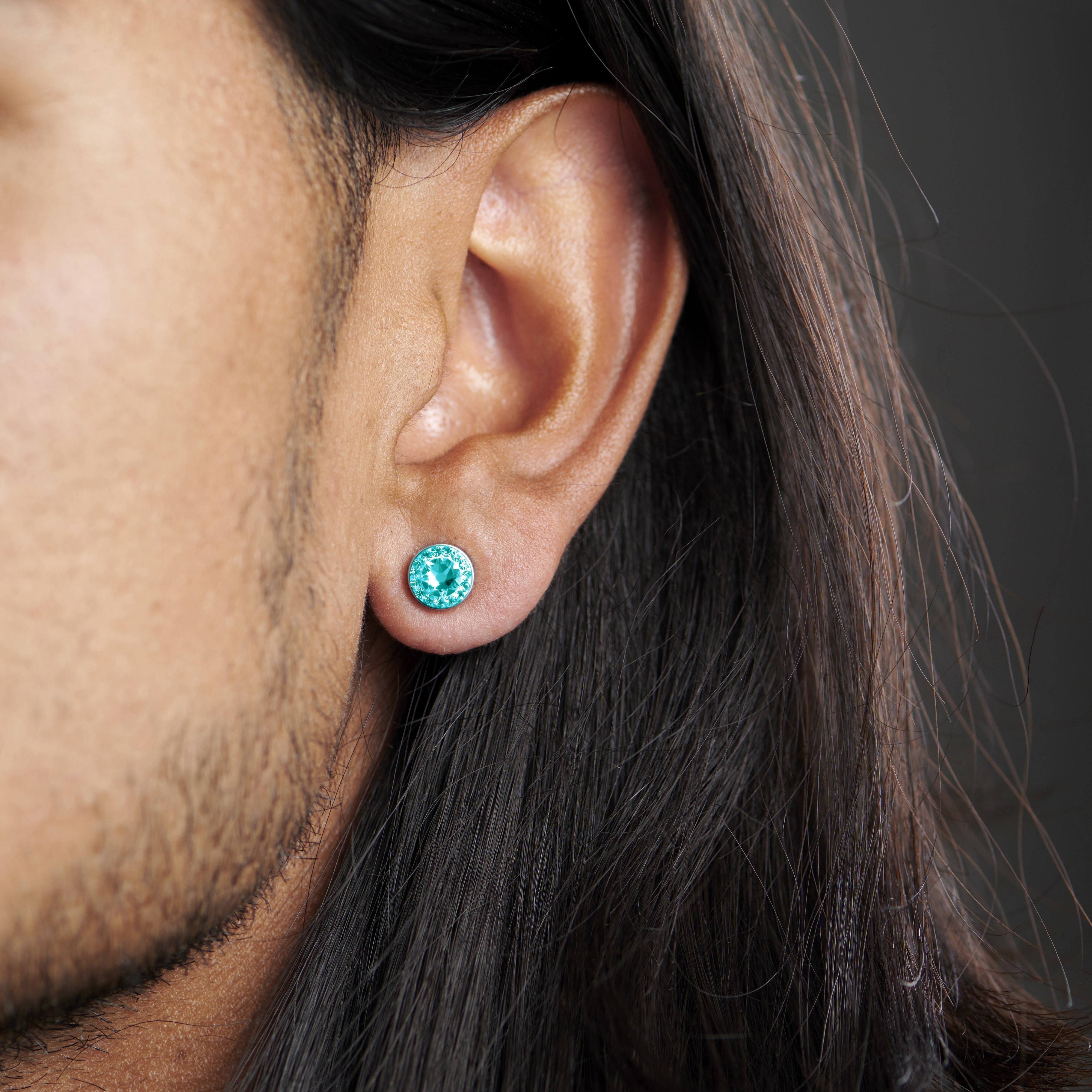 8 mm Magnetisk Blå Krystal Ørering - 4