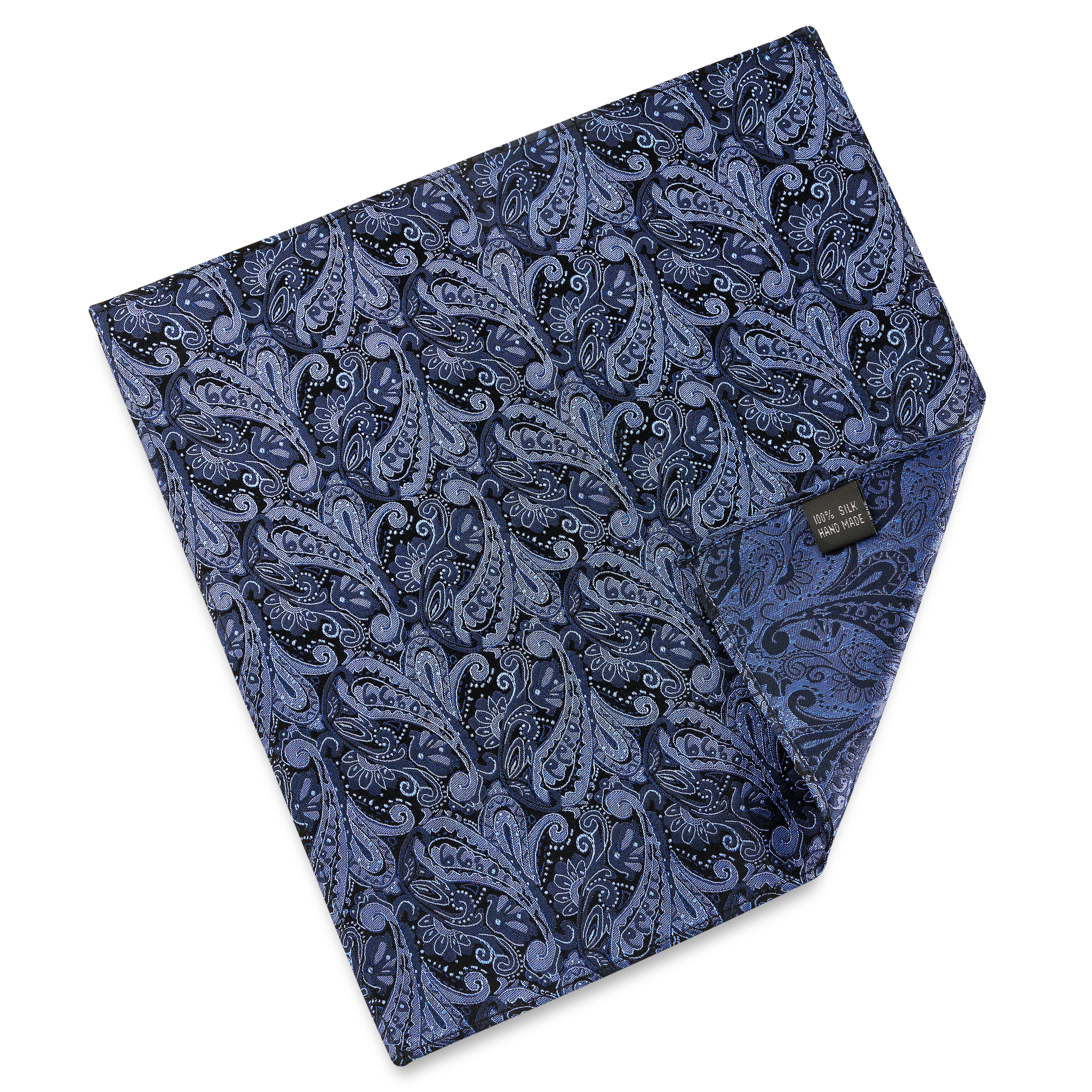 Pañuelo de bolsillo de seda con estampado CACHEMIR AZUL MARINO Y CELESTE - 2