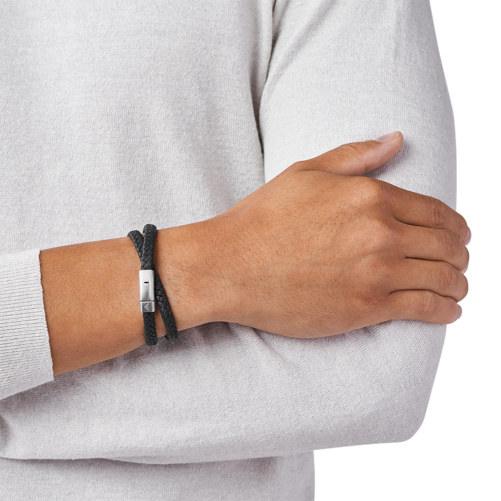 Emporio Armani Eagle Logo wikkelarmband van gevlochten leer - 3