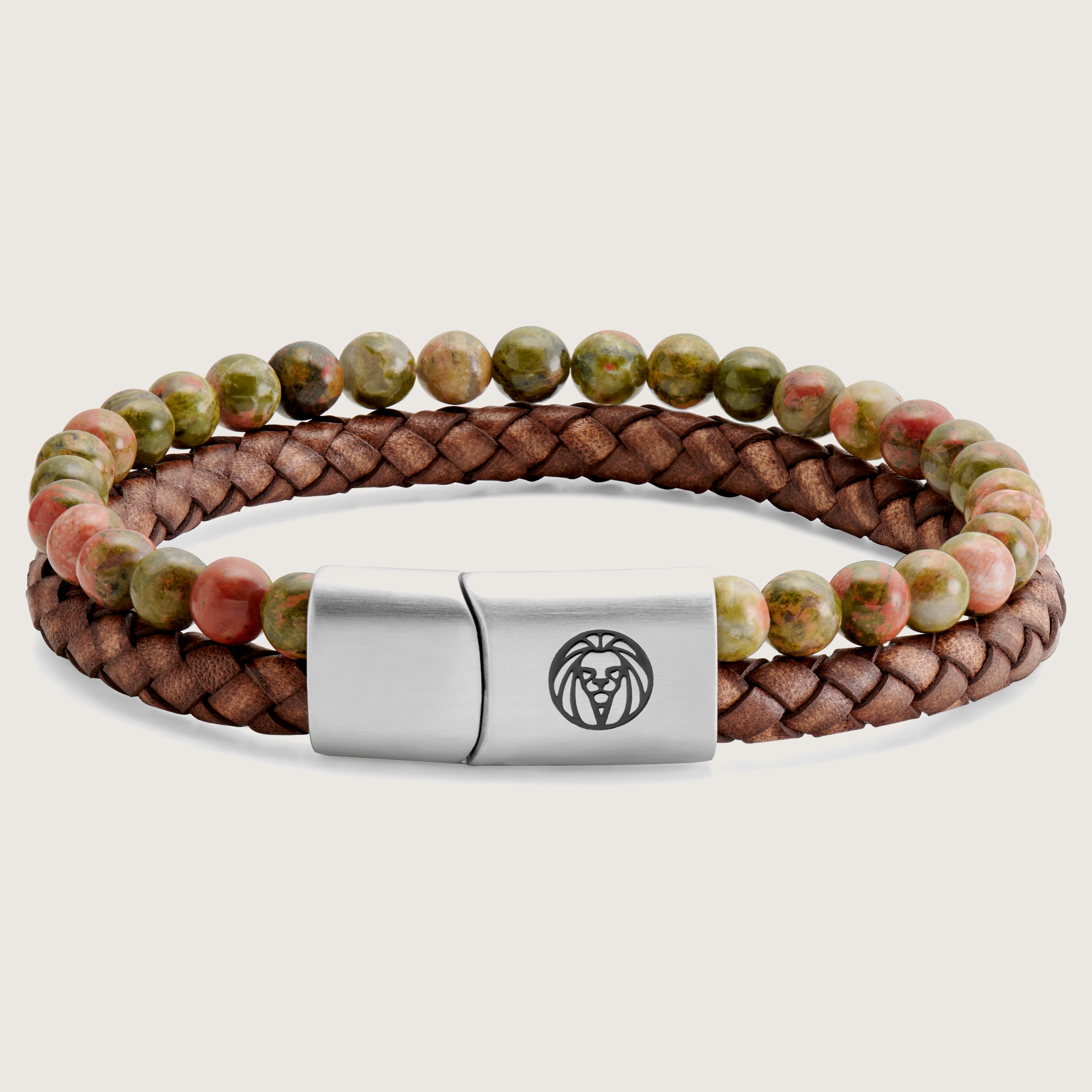 ●tow tow archive● Feverfew Leather Bead Bracelet Brown TBH 2-1.