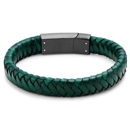 Bracelet en cuir tressé vert