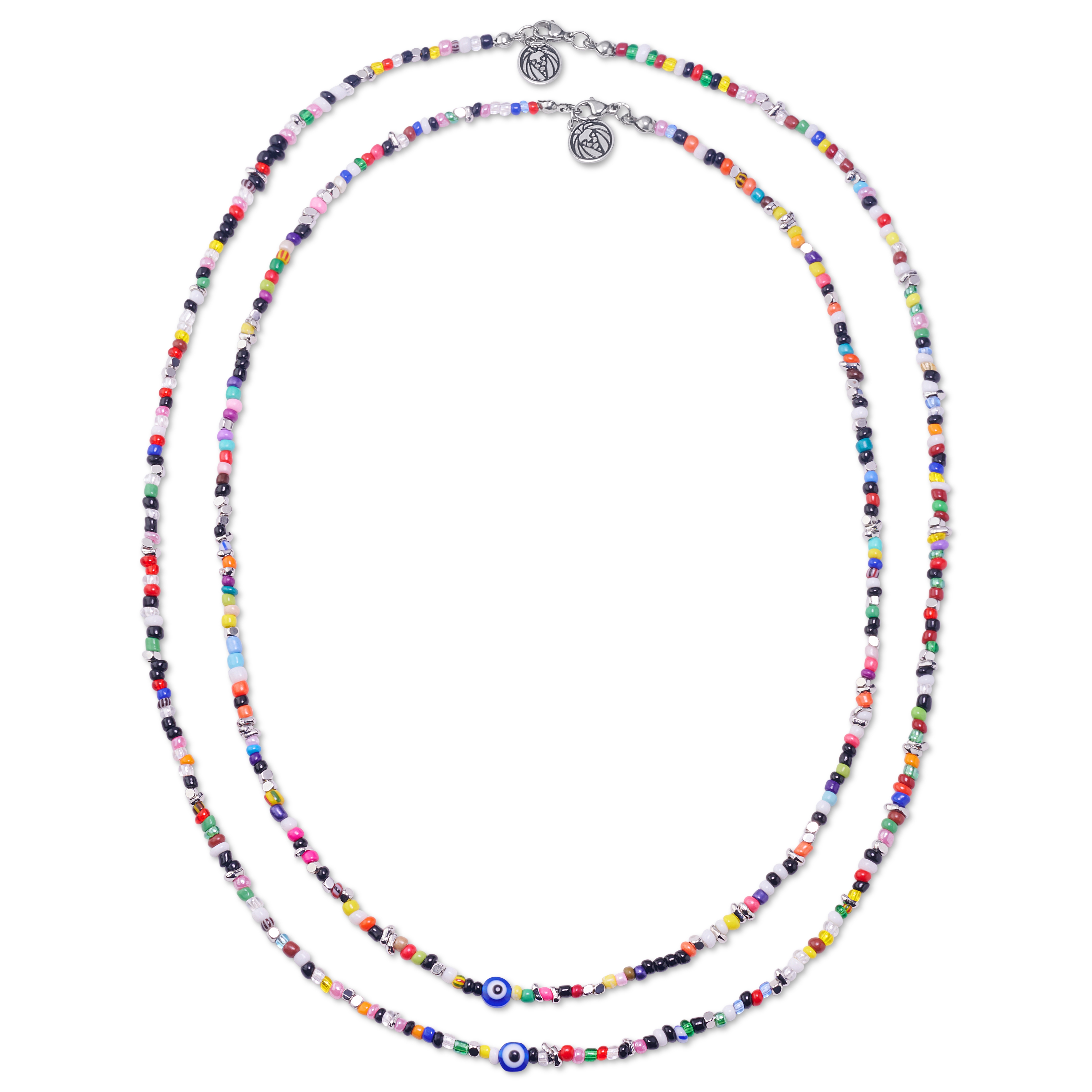 Amalfi | Fargerikt halskjedesett med flerfargde glassperler i 2-pakning - 2