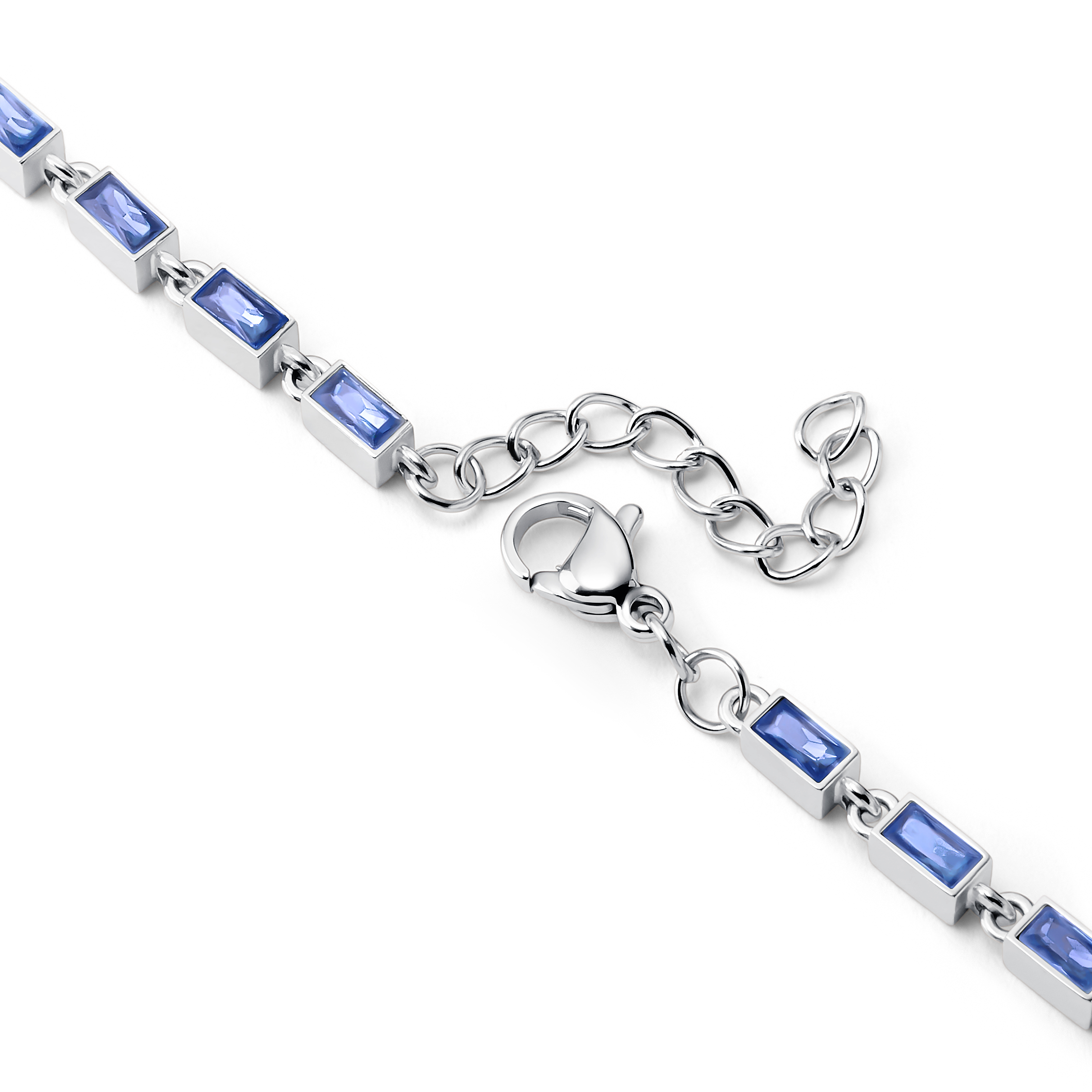 Facet | Silvertonat armband med safirblå kristallglasstenar - 4