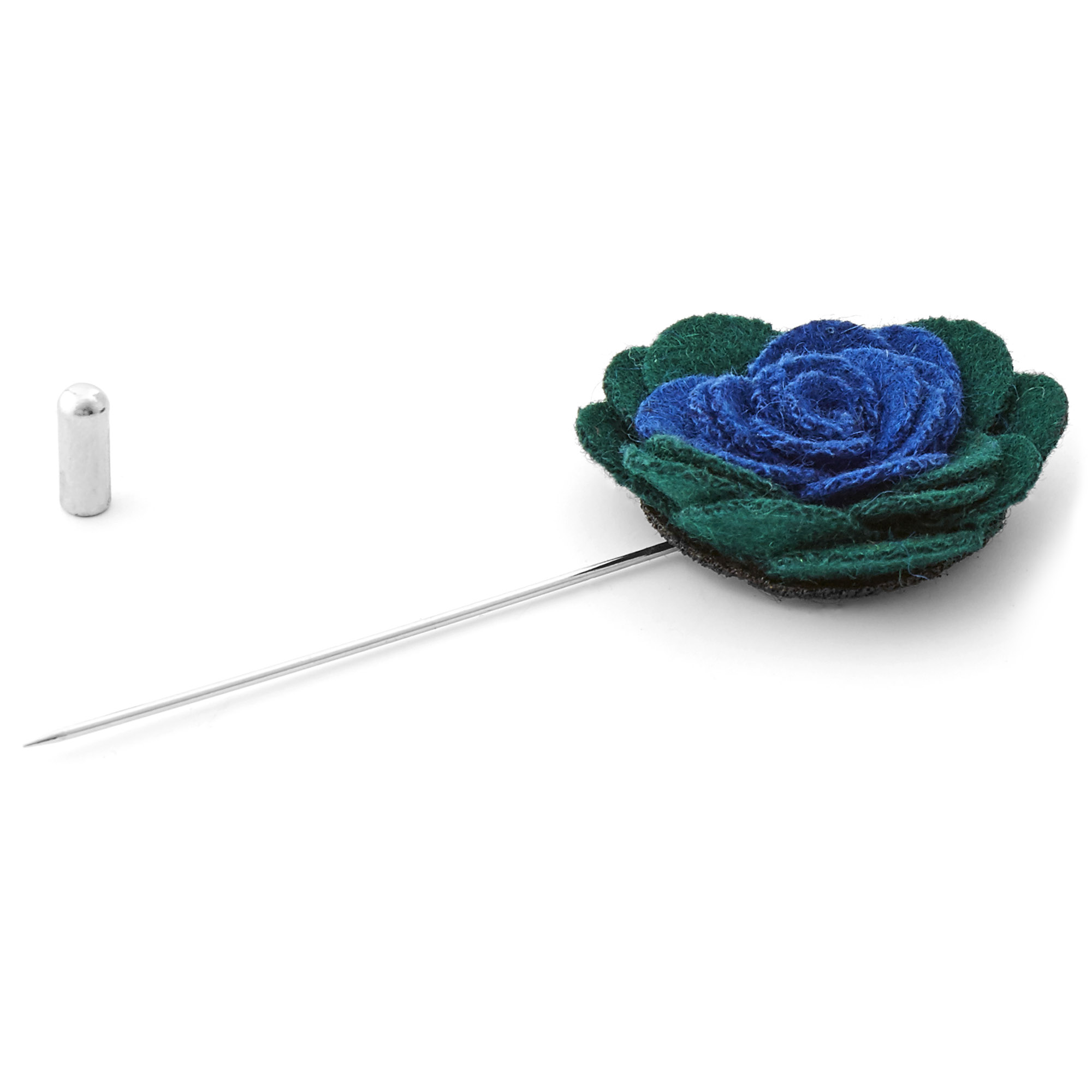 Boutonnière à fleur douce verte et bleu royal - 2