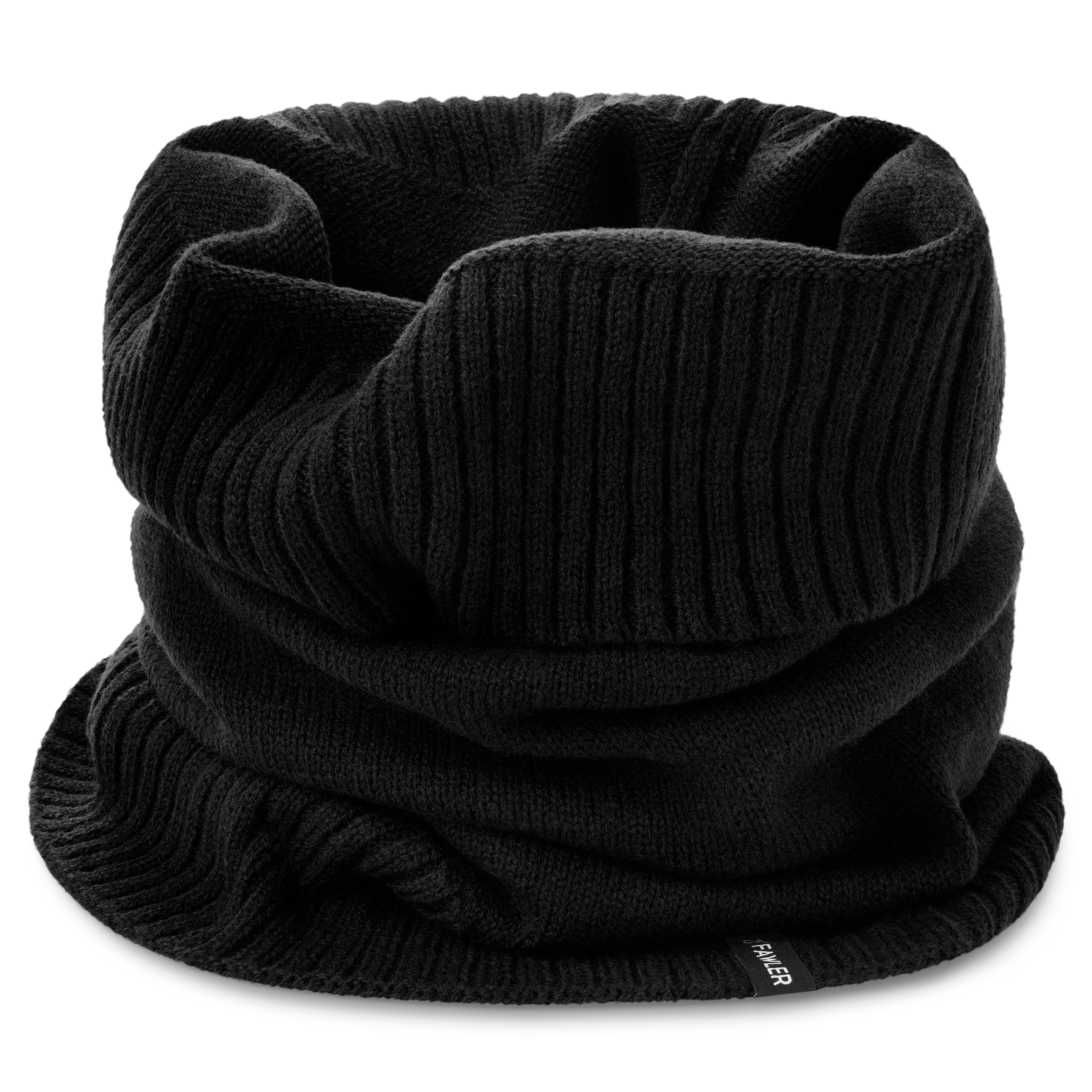 Kaleb | Black Merino Kane Tube Scarf