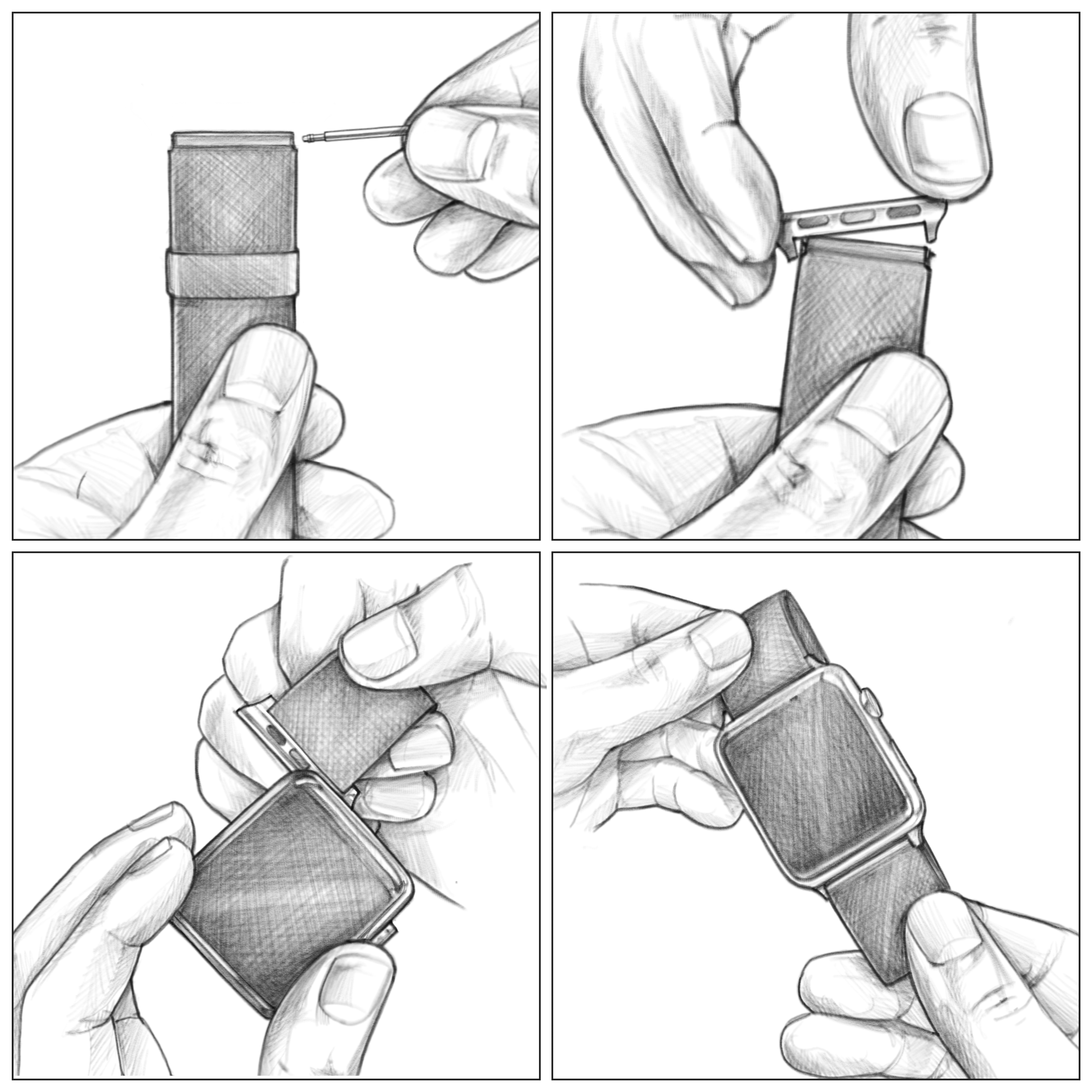 Braunes Leder Uhrenarmband mit Apple Watch Adapter in Schwarz (42 / 44mm) - 2