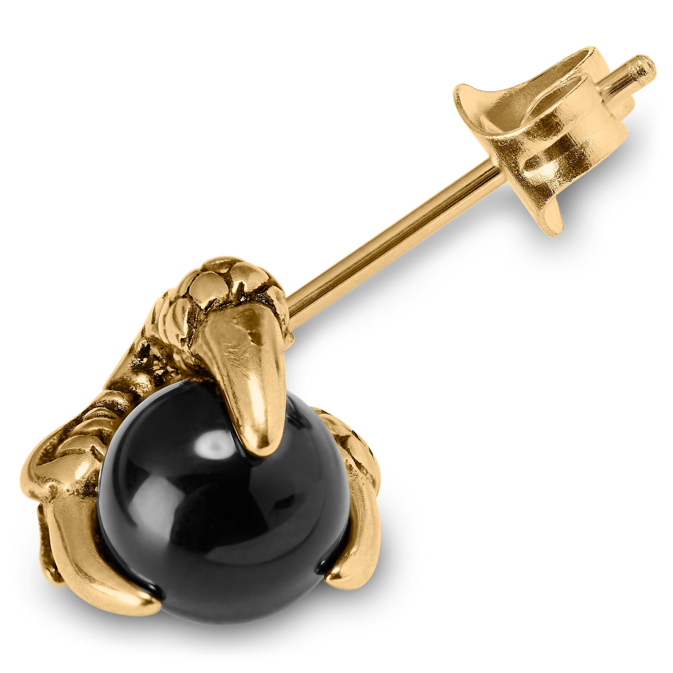 Gold-Tone & Black Onyx Claw Stud Earring | In stock! | Lucleon