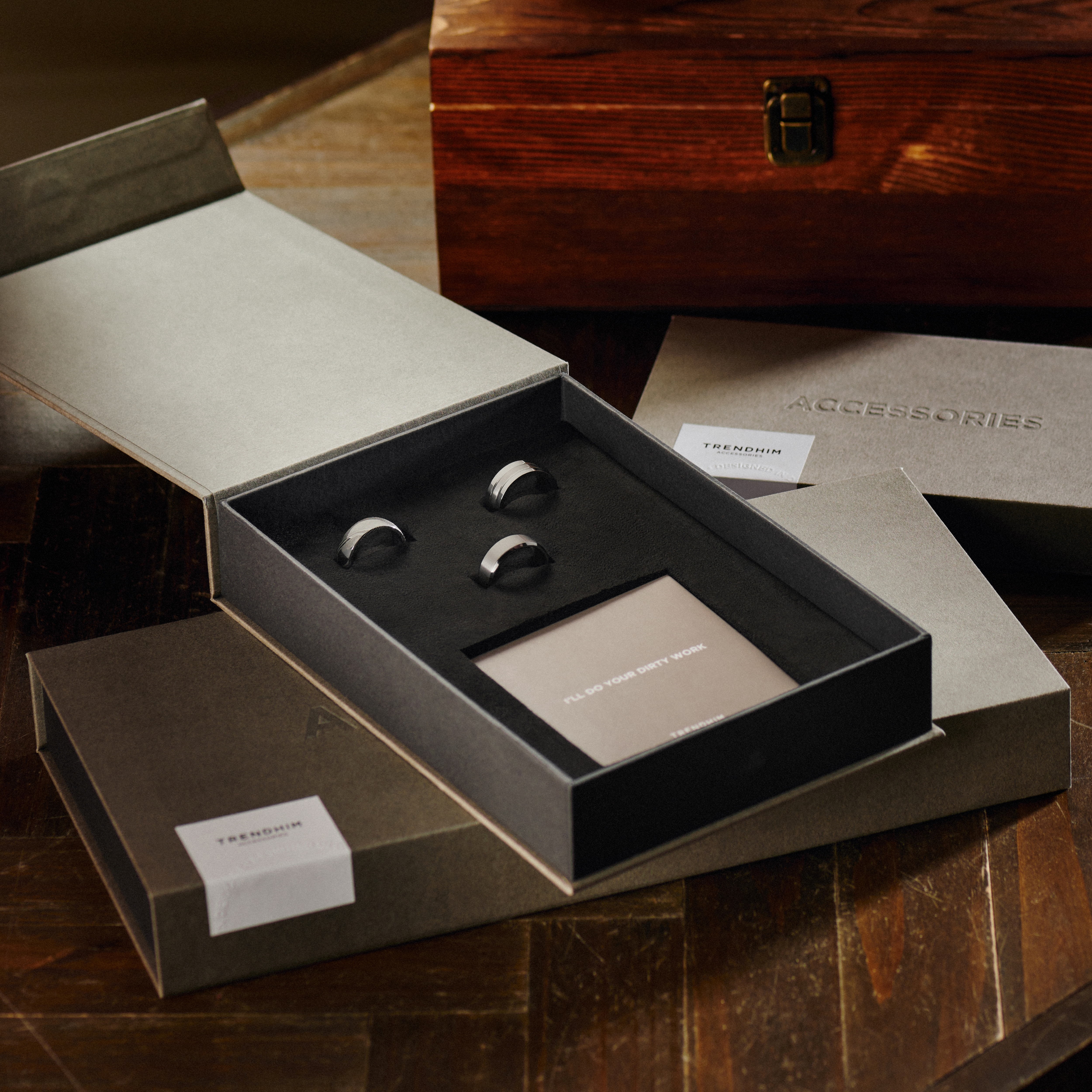 Caja de regalo de anillos de lujo - 60 mm | Titanio y acero  - 5