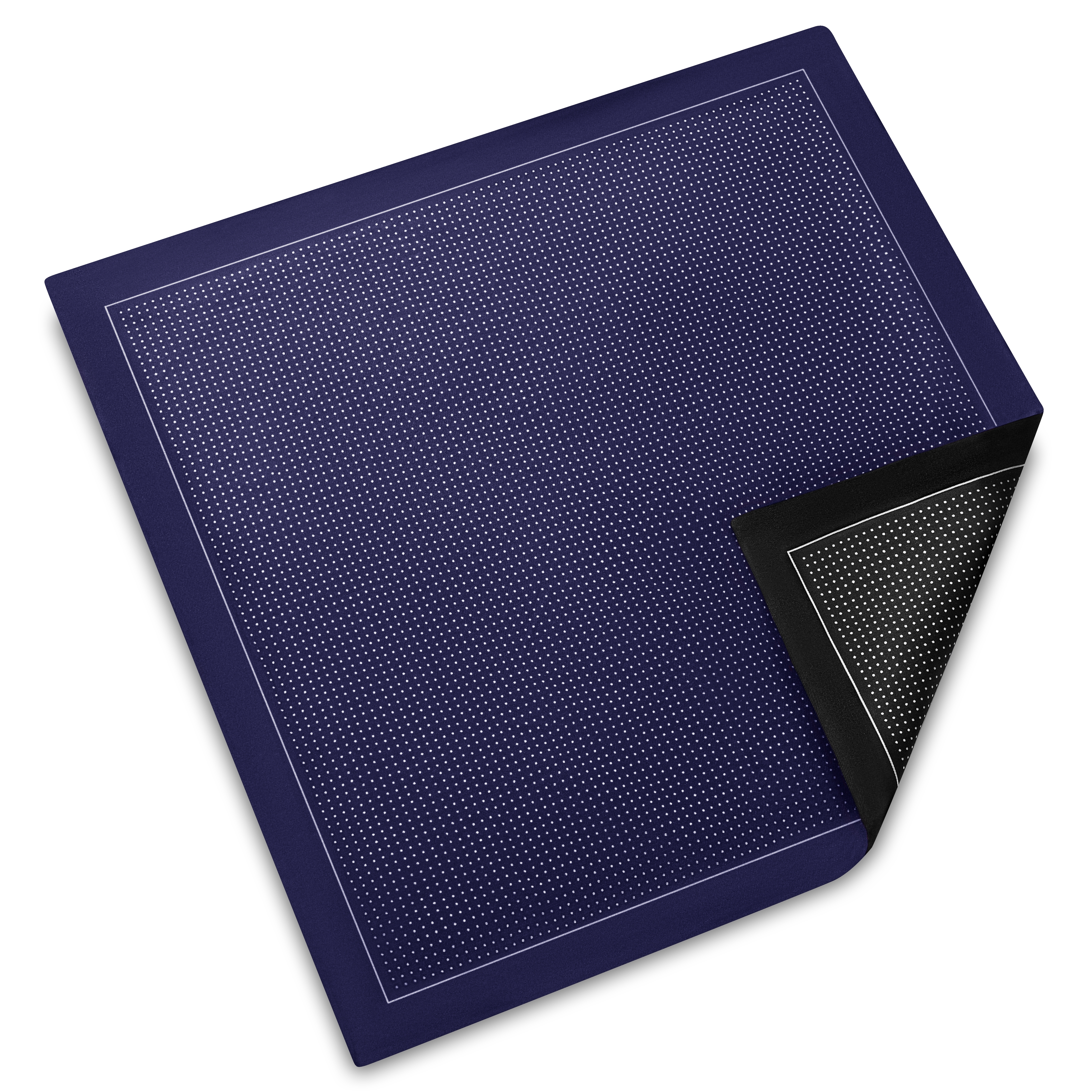 Elegio | Double-Sided Black and Blue Dotted Silk Pocket Square - 2