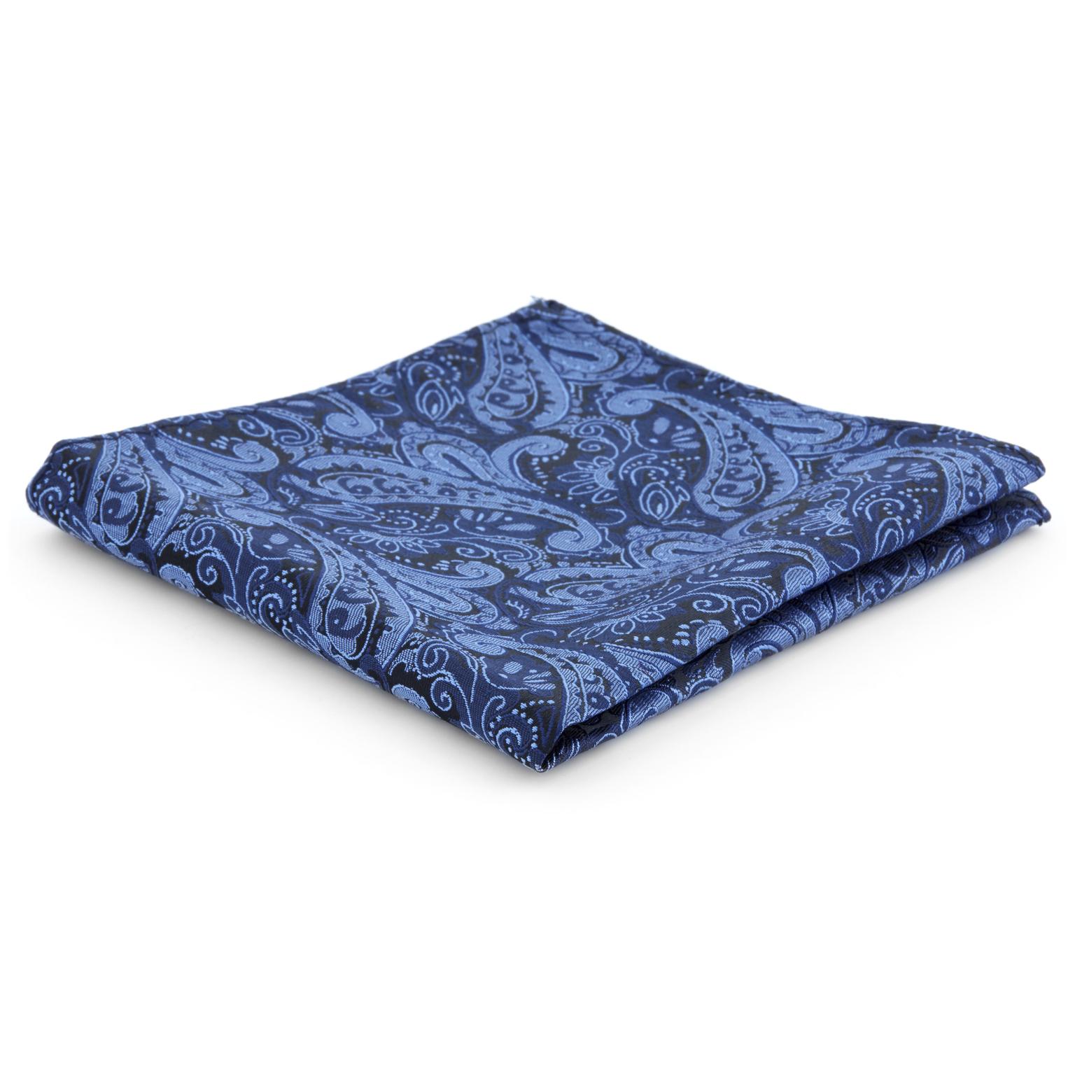 Navy & Light Blue Paisley Pattern Pocket Square Navy & Light Blue Paisley Pattern Pocket Square