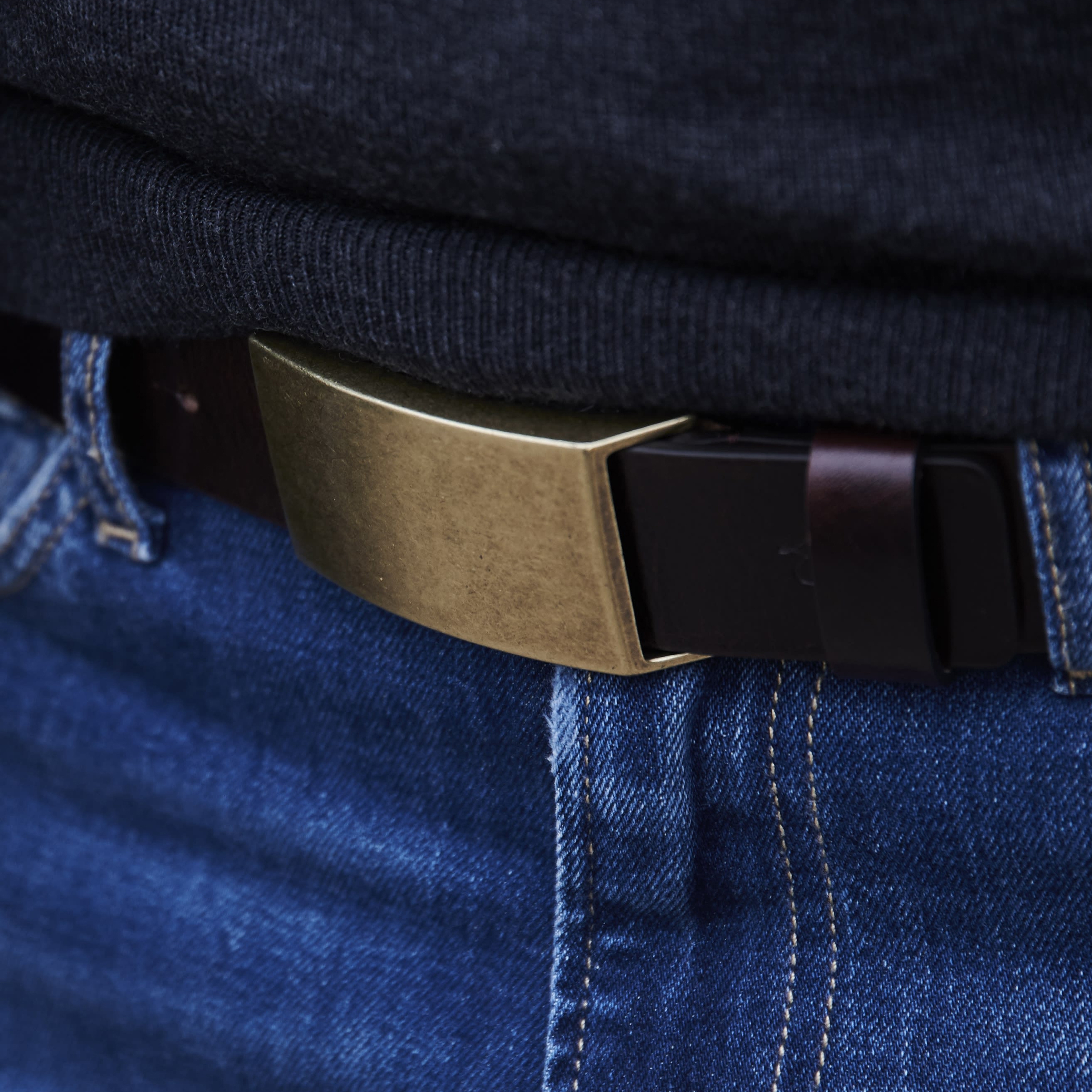 Padua, Black Box Frame Buckle Leather Belt, In stock!