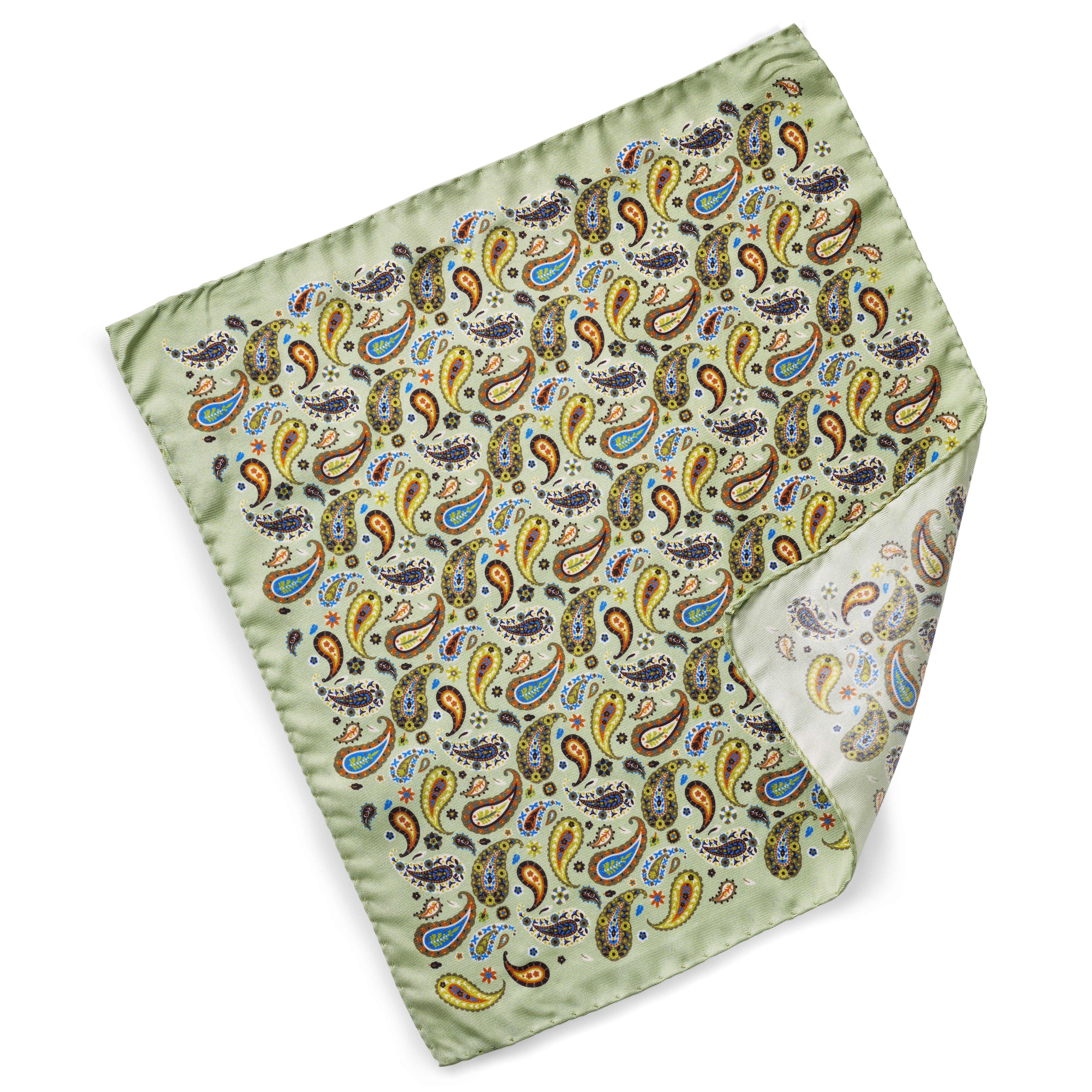 Virtuo | Mint Paisley Silk Pocket Square - 2