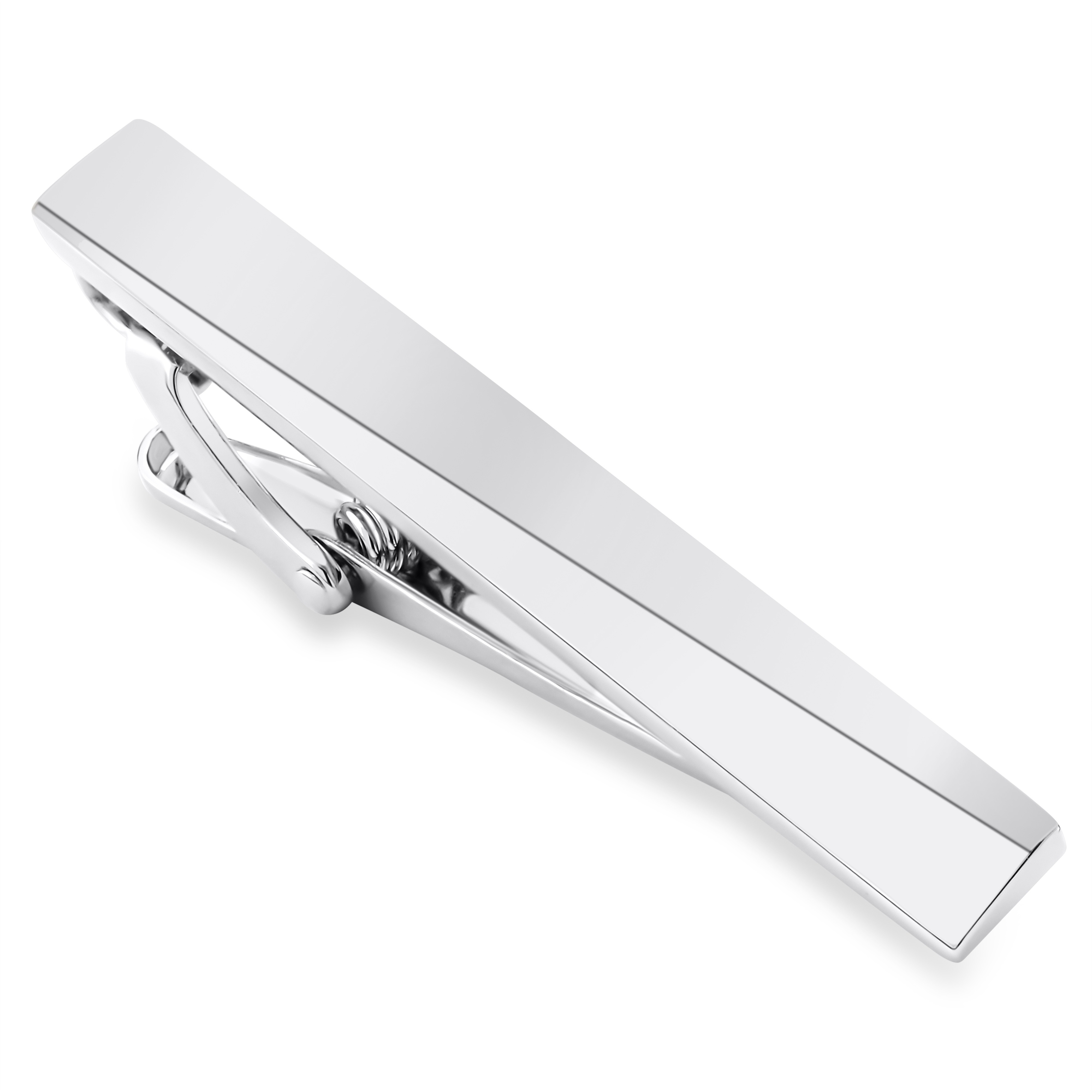 Novelle | Smooth Polished Silver-Tone Tie Bar - 3