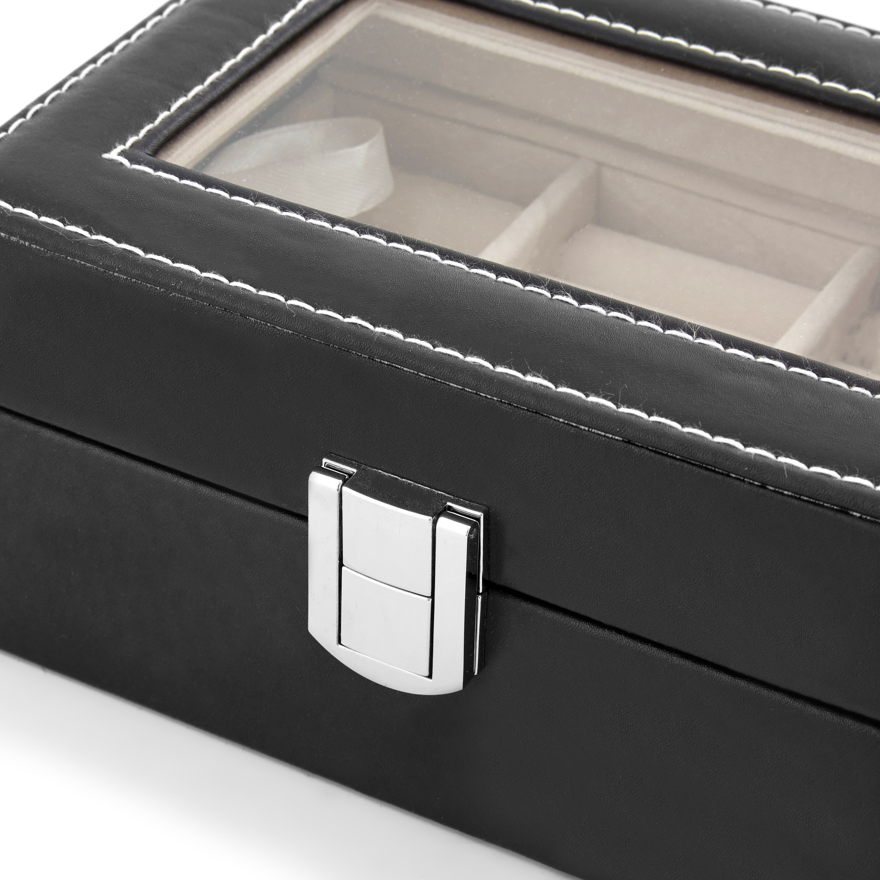 Elegante Schwarze Manschettenknöpfe Box Aus Kunstleder  - 5