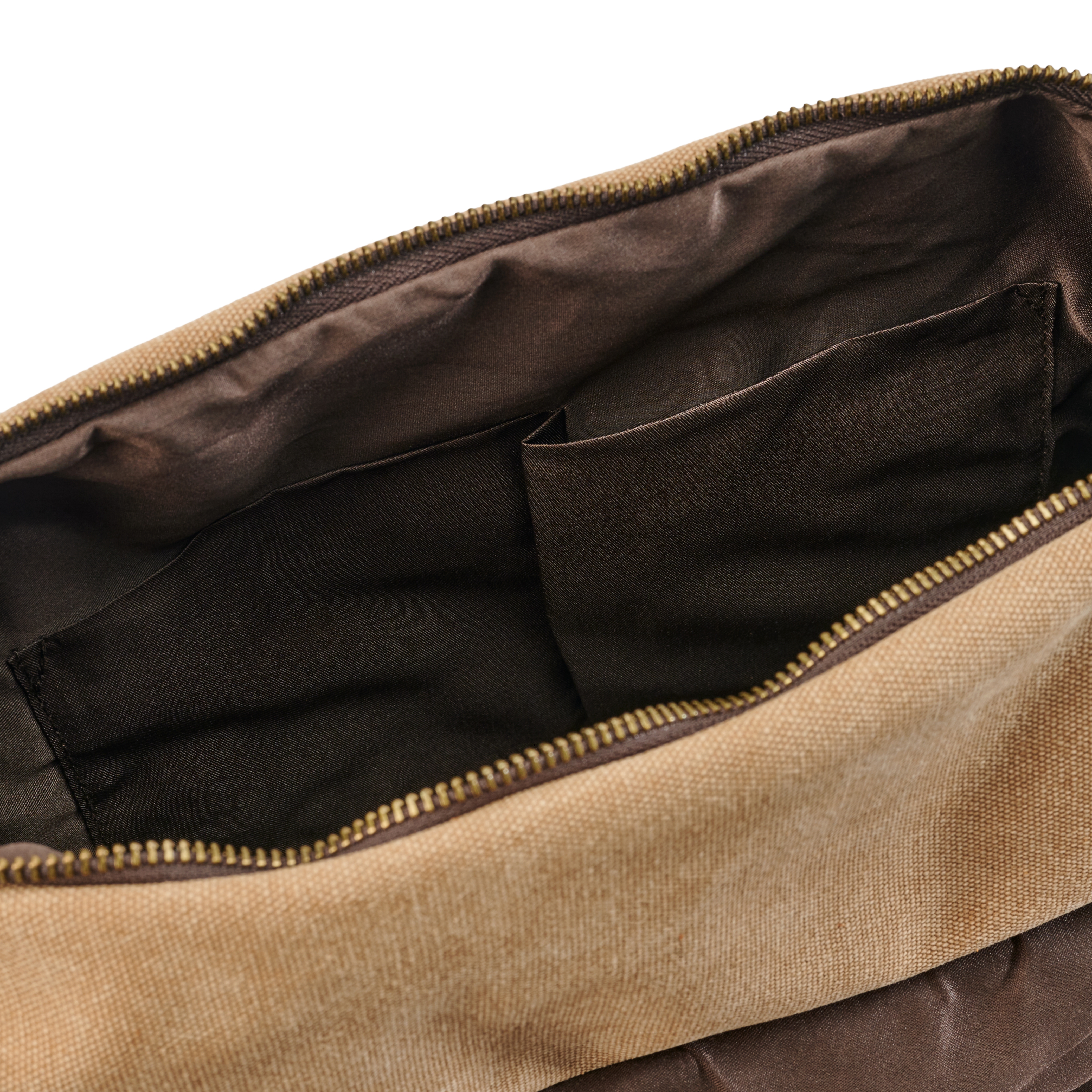 Vintage messenger taška cez rameno z bledohnedého plátna a kože - 13