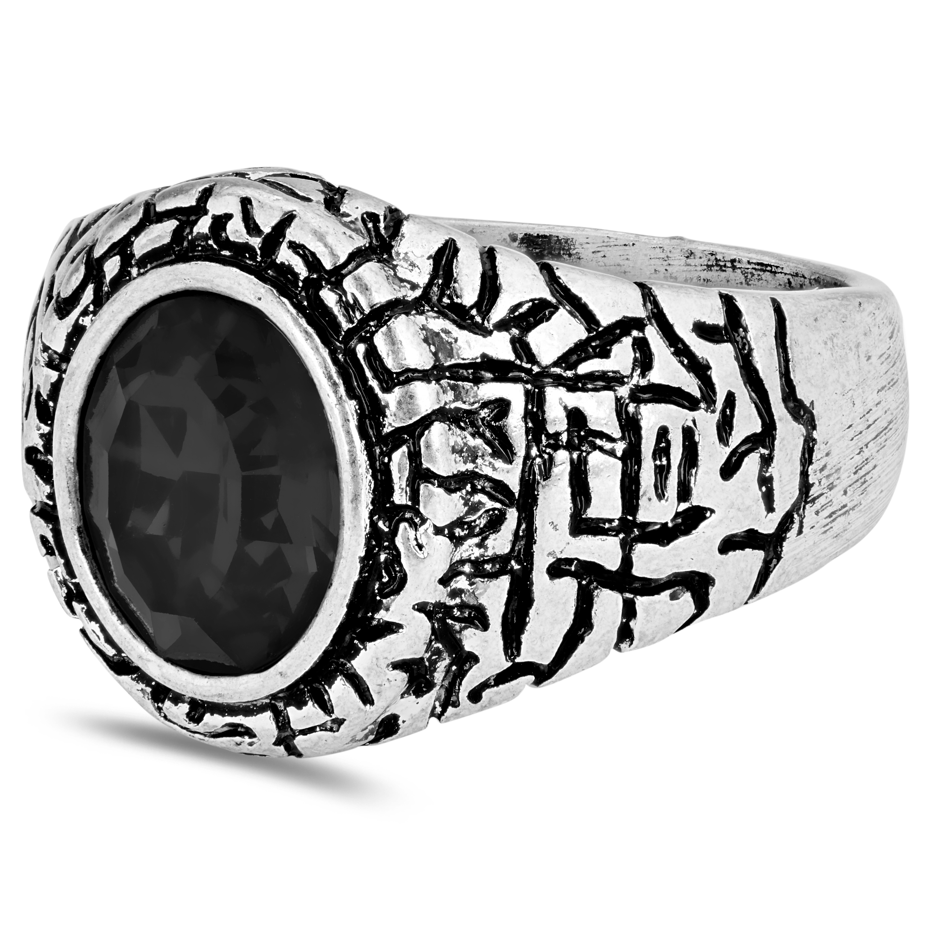 Chevalière Miles à pierre noire - 1