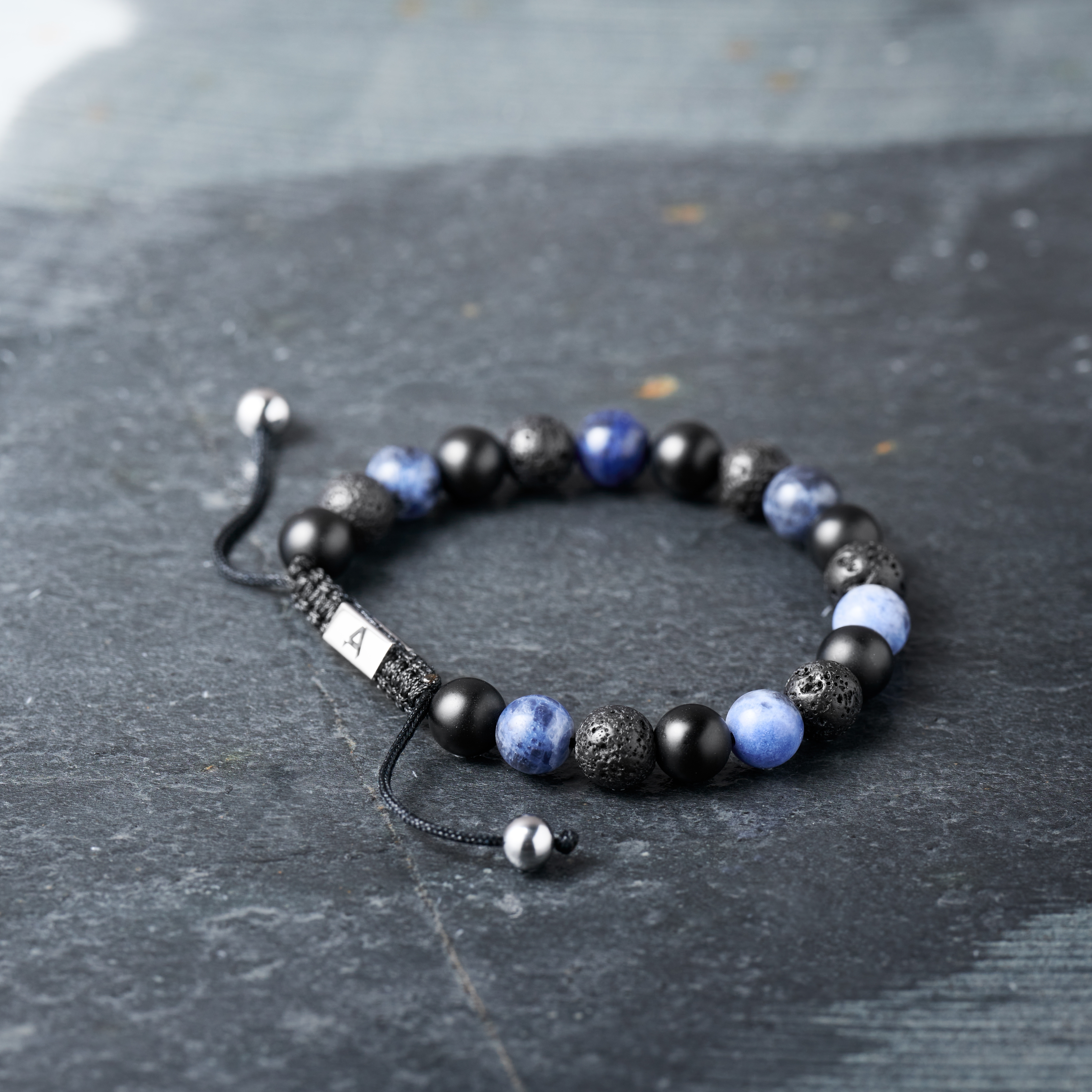 Pulsera de piedra de lava, sodalita y ónix de 8 mm Sanatio - 6