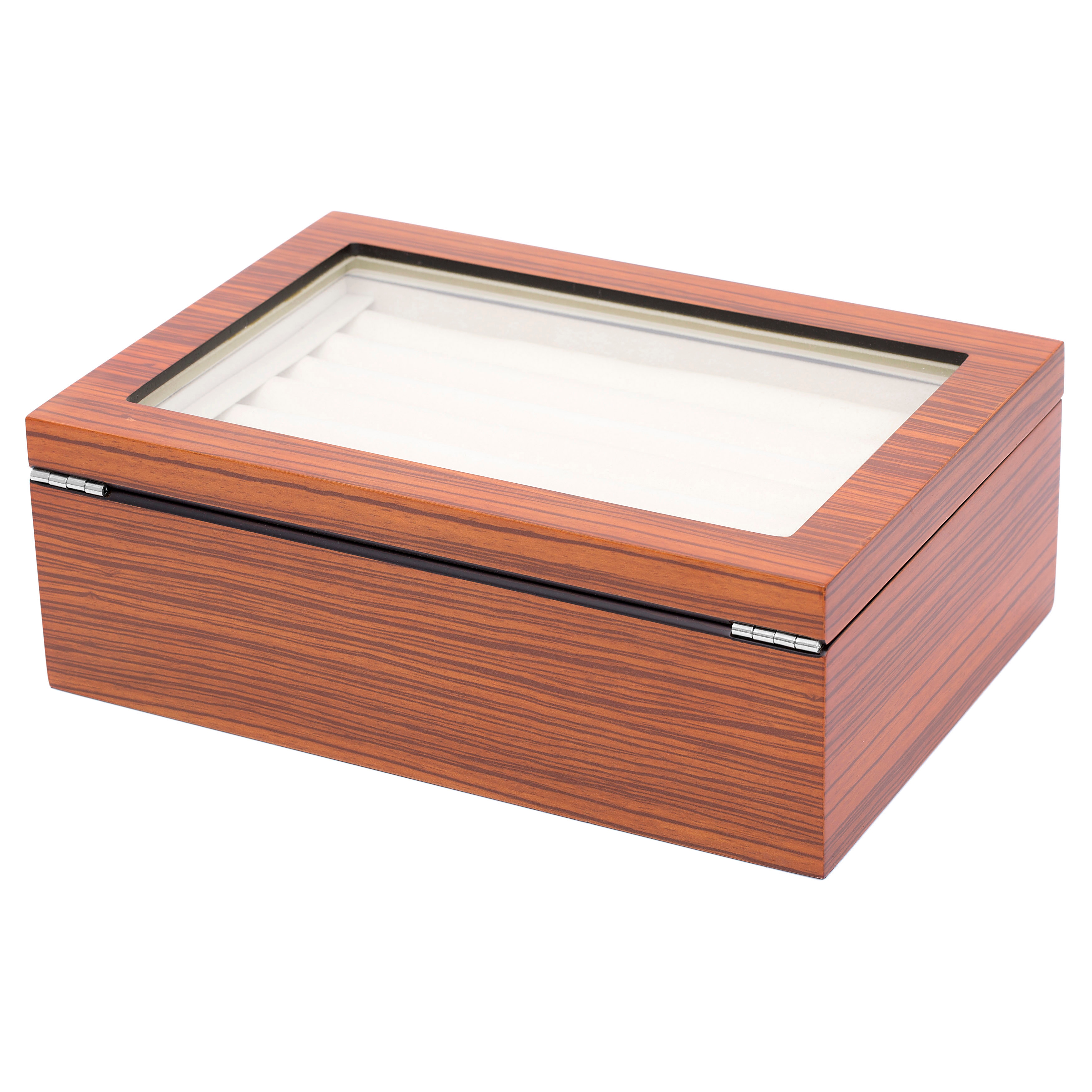 Caja de madera de zebrano para gemelos con 2 niveles - 5