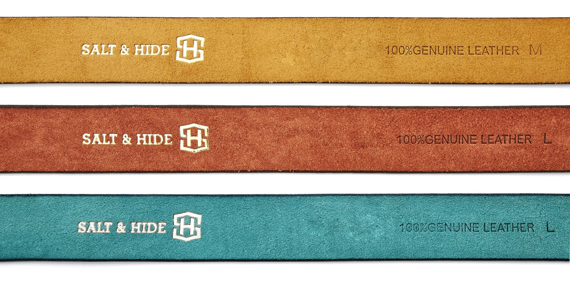 Goudkleurig gestempeld Salt & Hide-logo op de achterkant. Als dat geen goedkeuringswaarmerk is, dan weten wij het ook niet meer.