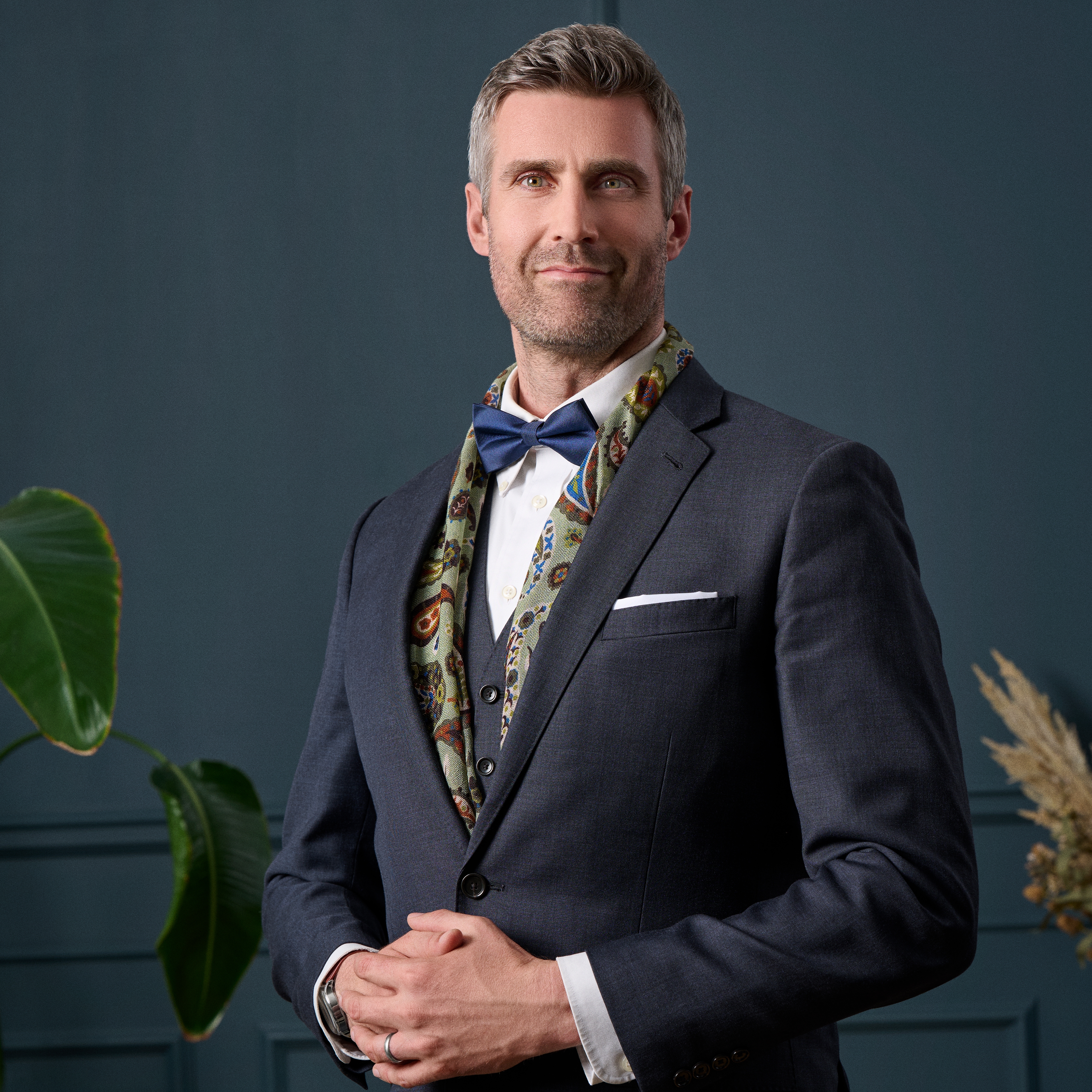 Virtuo | Sciarpa in lana con motivo paisley verde menta - 4