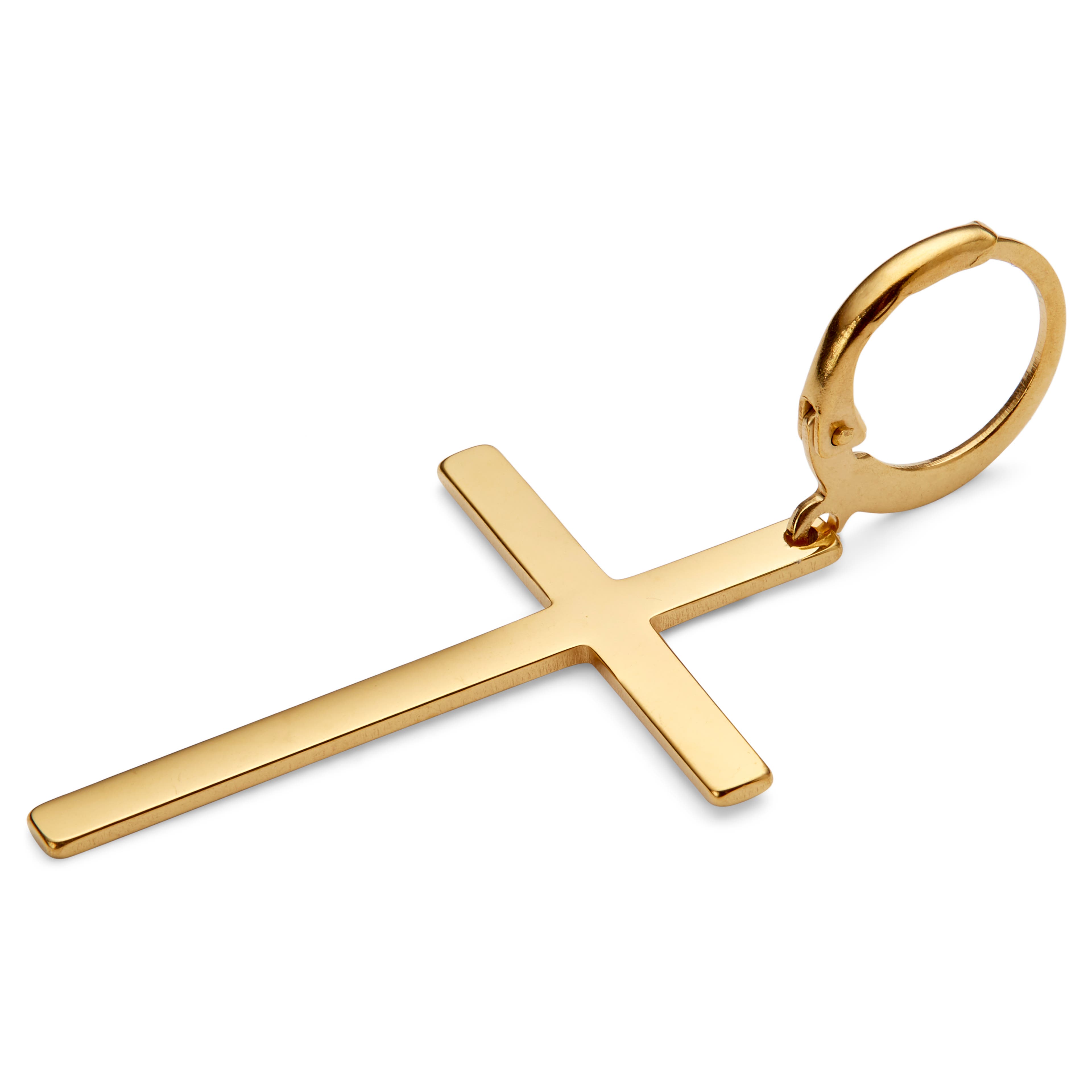 Náušnica s visiacim krížom v zlatej farbe