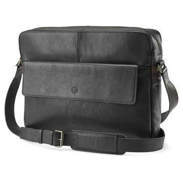 Lincoln | Black & Dark Brown Leather Messenger Bag