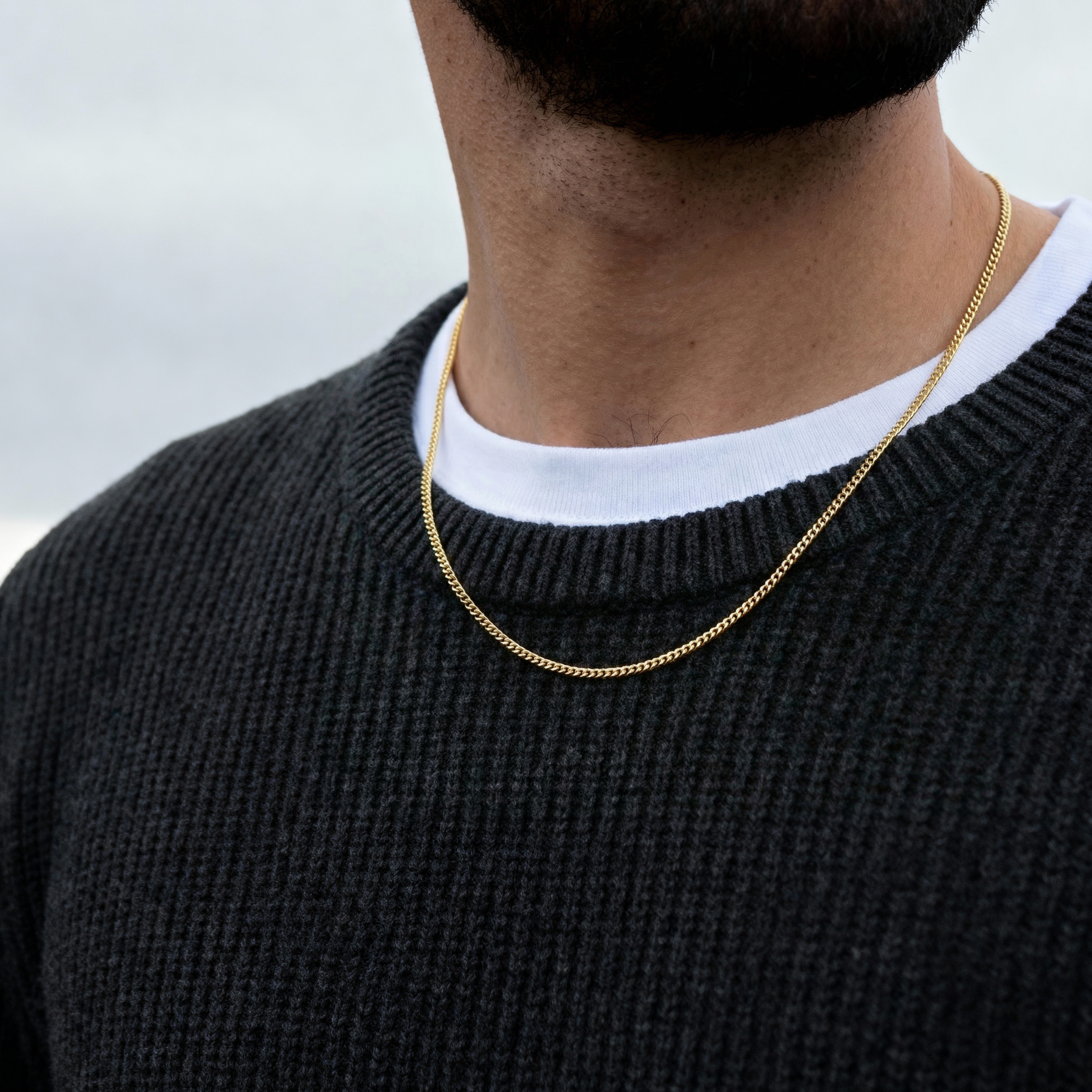 2 mm auksinės spalvos grandinėlė kaklui - 5