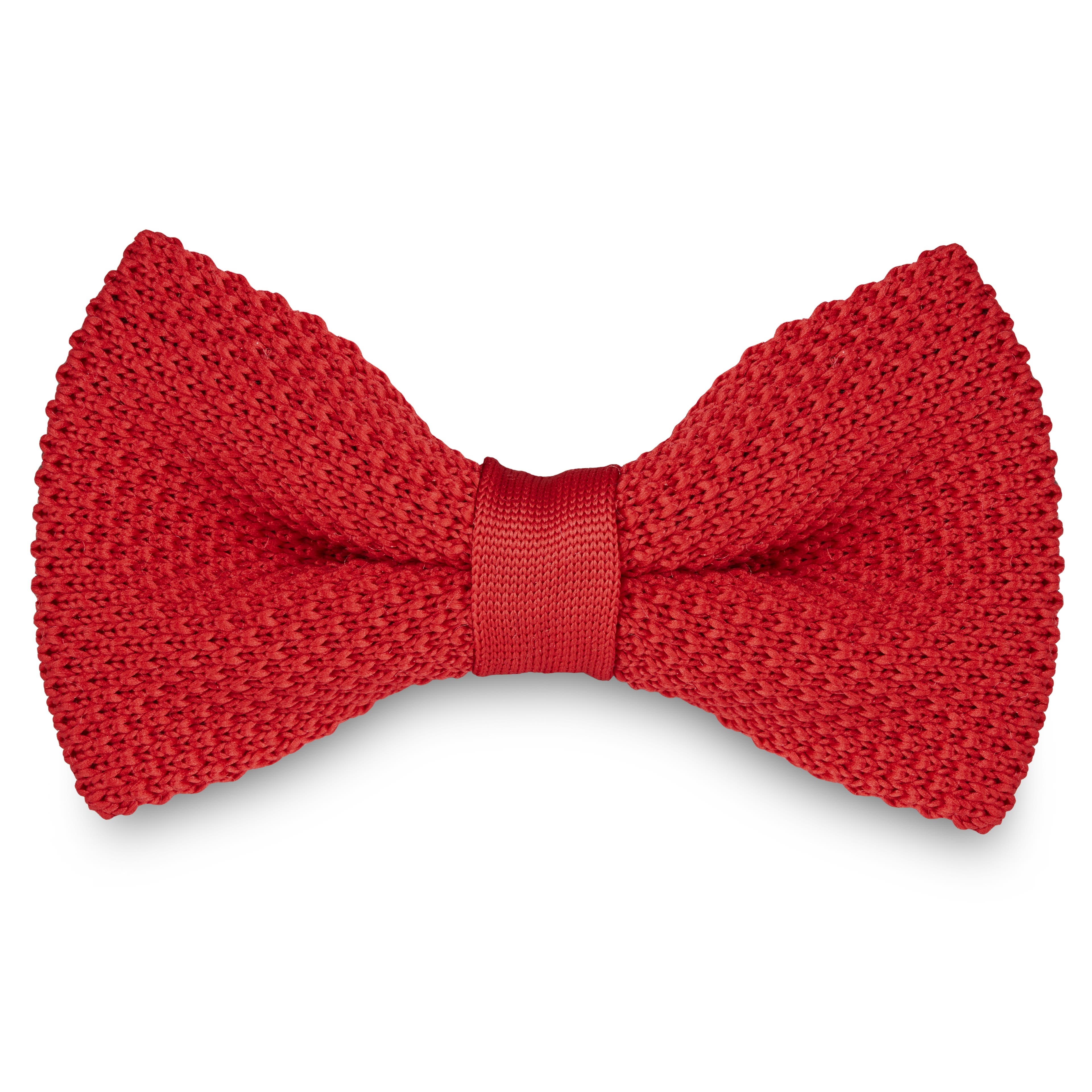 Cherry Red Knitted Pre-Tied Bow Tie