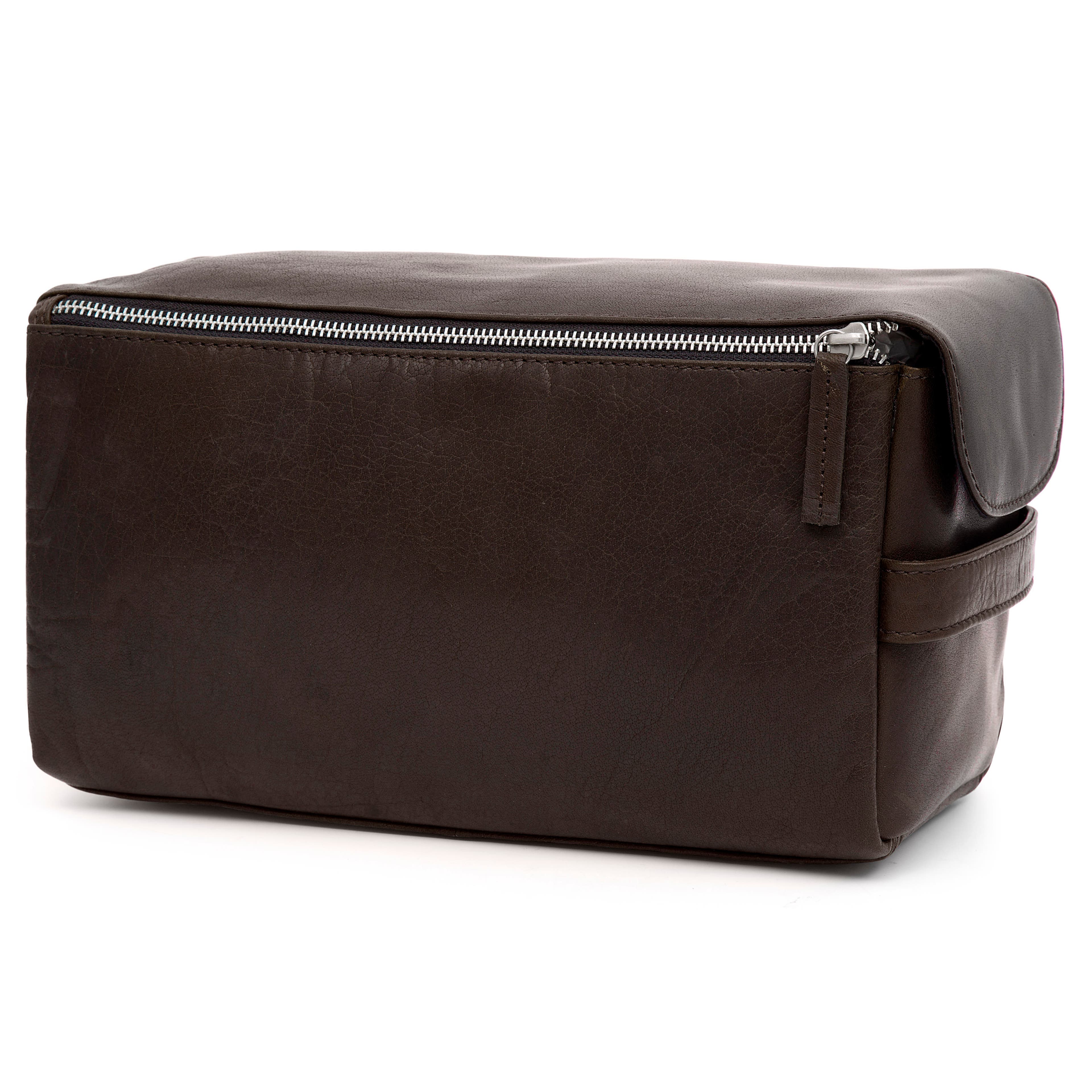 Montreal | XL Dark Brown Leather Wash Bag