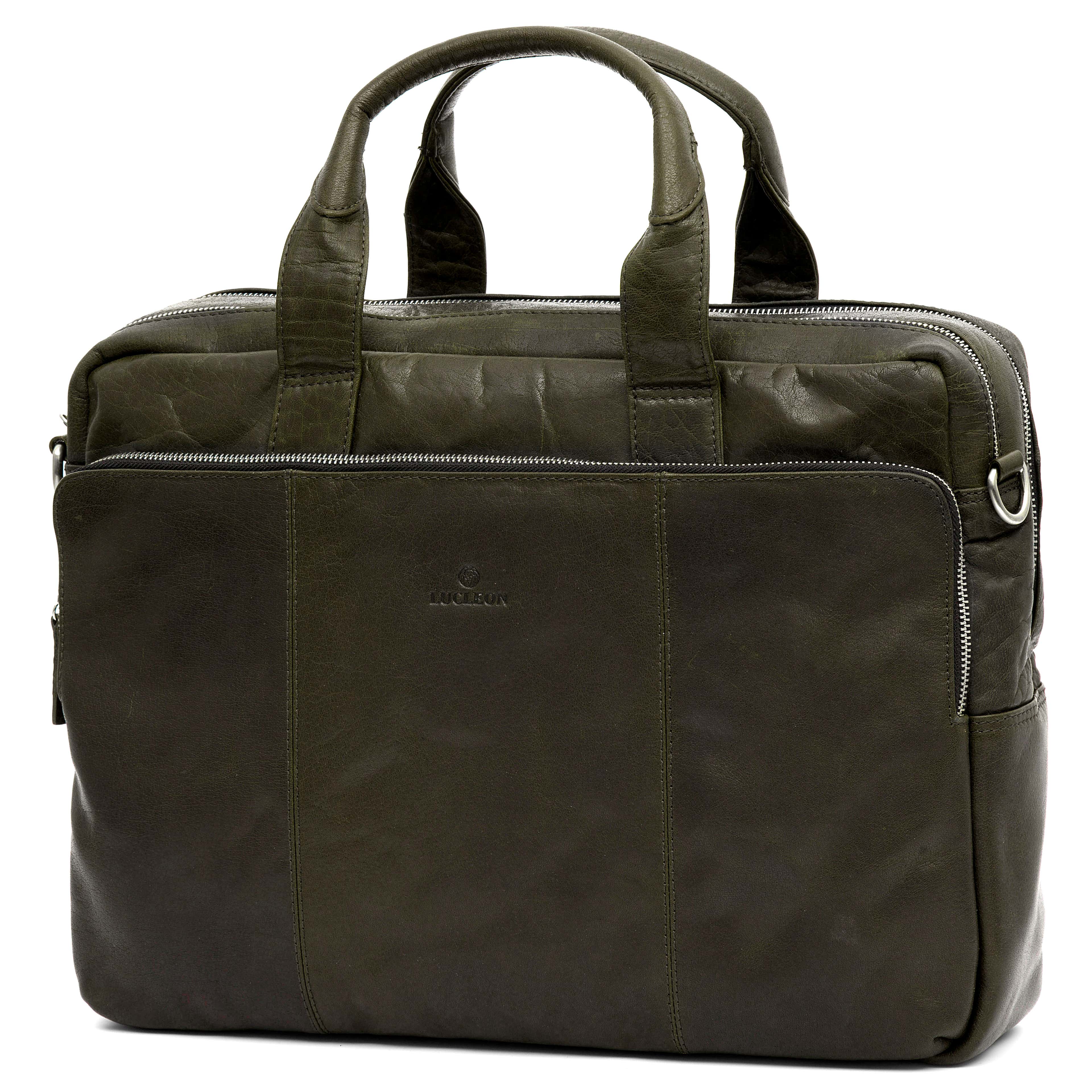 Montreal Olive Leather Work Bag