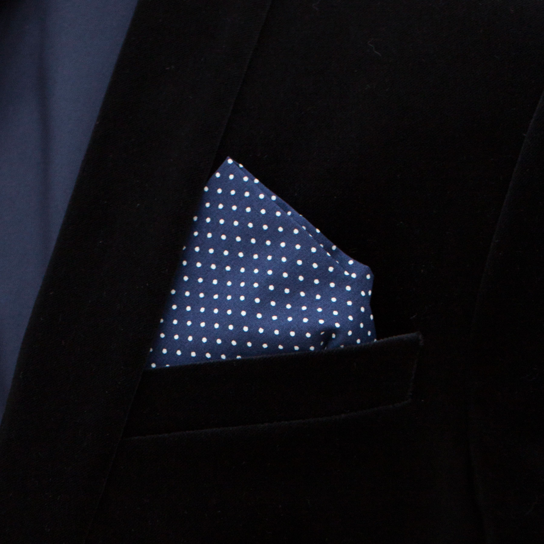 Navy Blue Dotted Cotton Pocket Square - 3